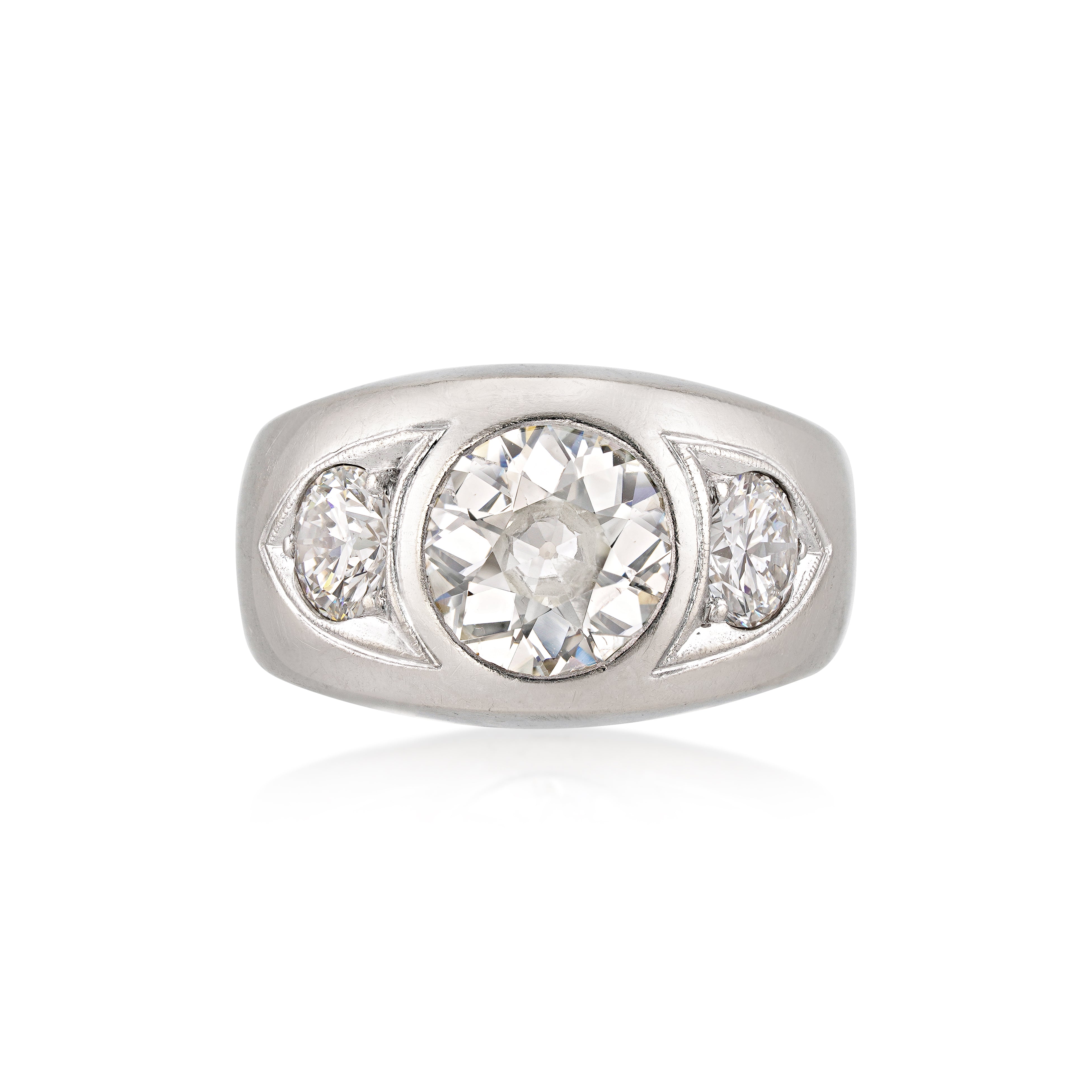 14kt White Gold and Diamond Three Stone Chunky Ring