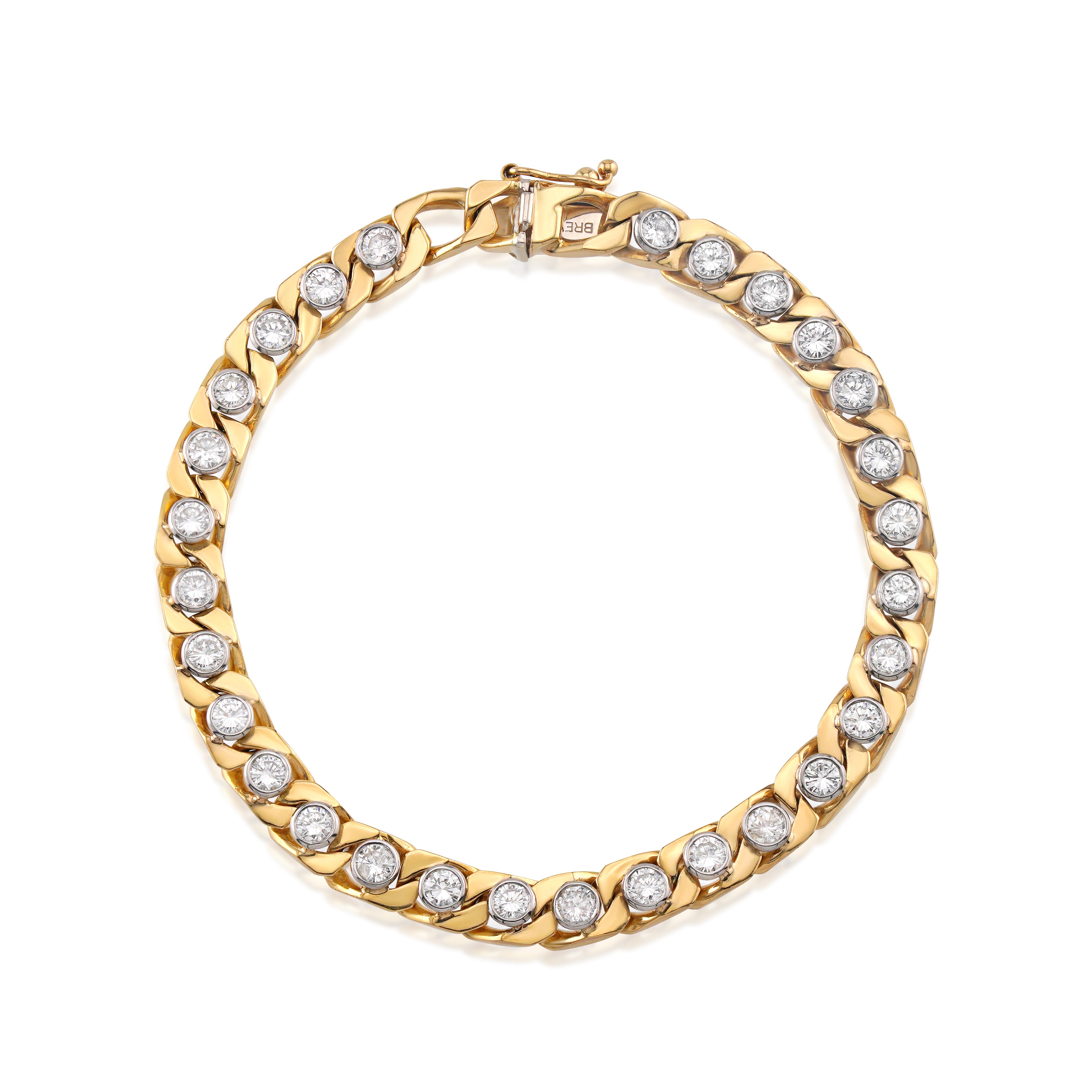 18kt Yellow Gold and Platinum Diamond Curb Link Bracelet