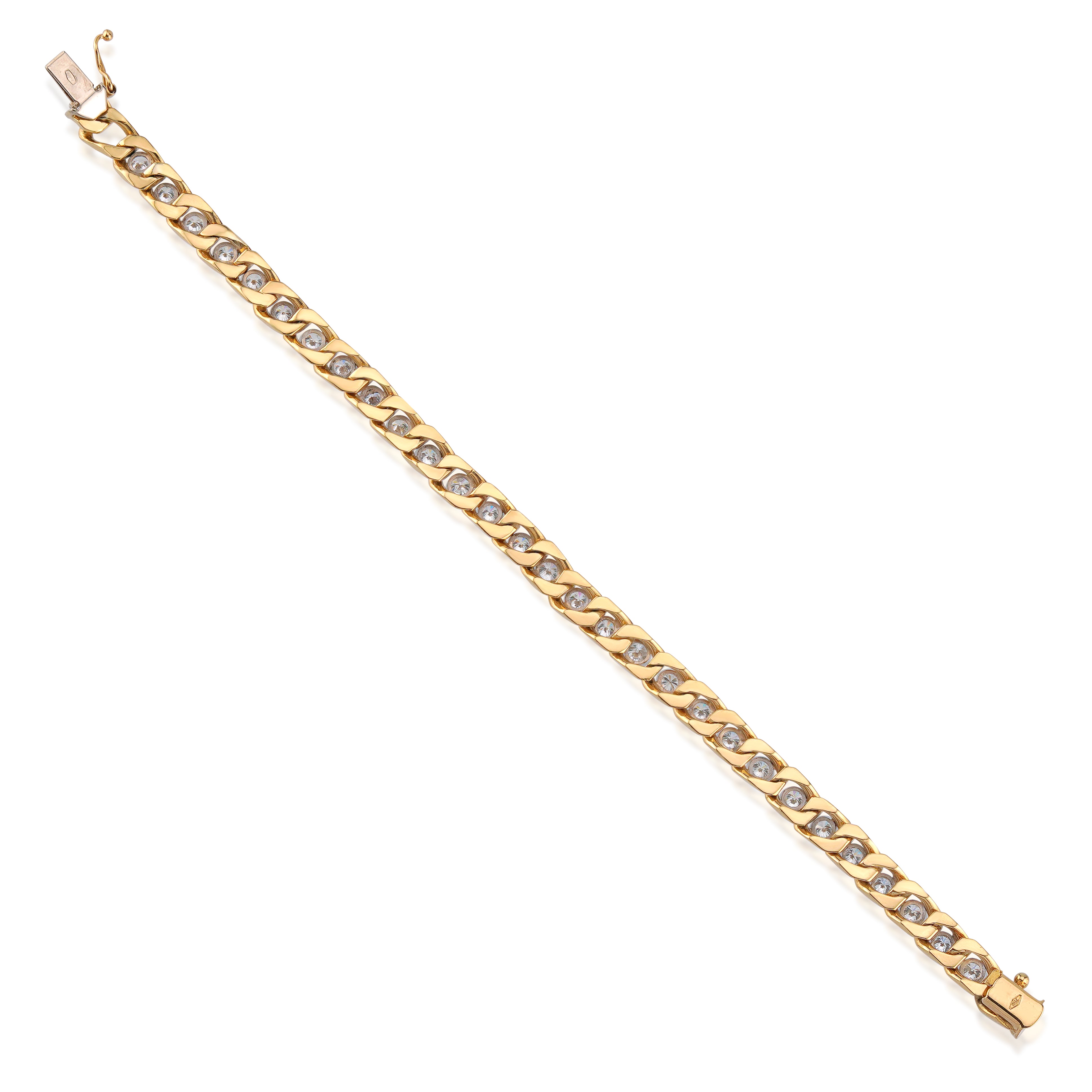 18kt Yellow Gold and Platinum Diamond Curb Link Bracelet