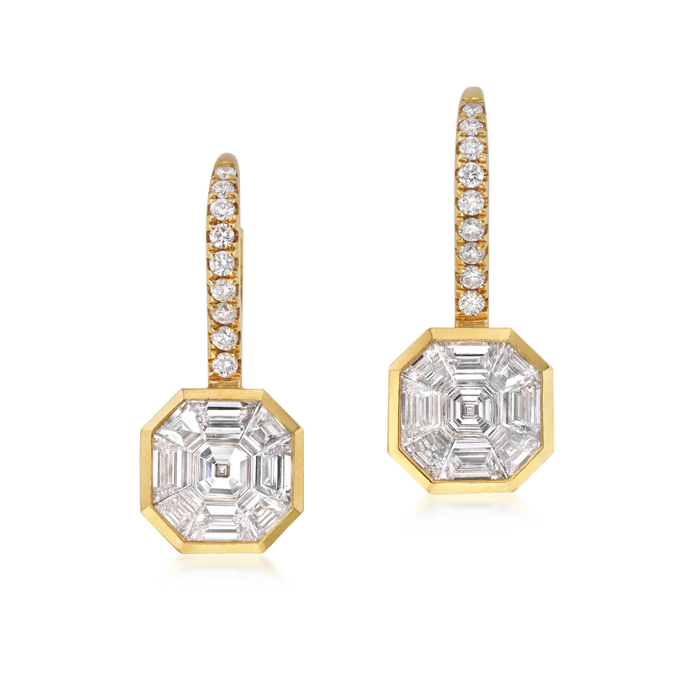 18kt Yellow Gold Hanging Merissa Diamond Earrings
