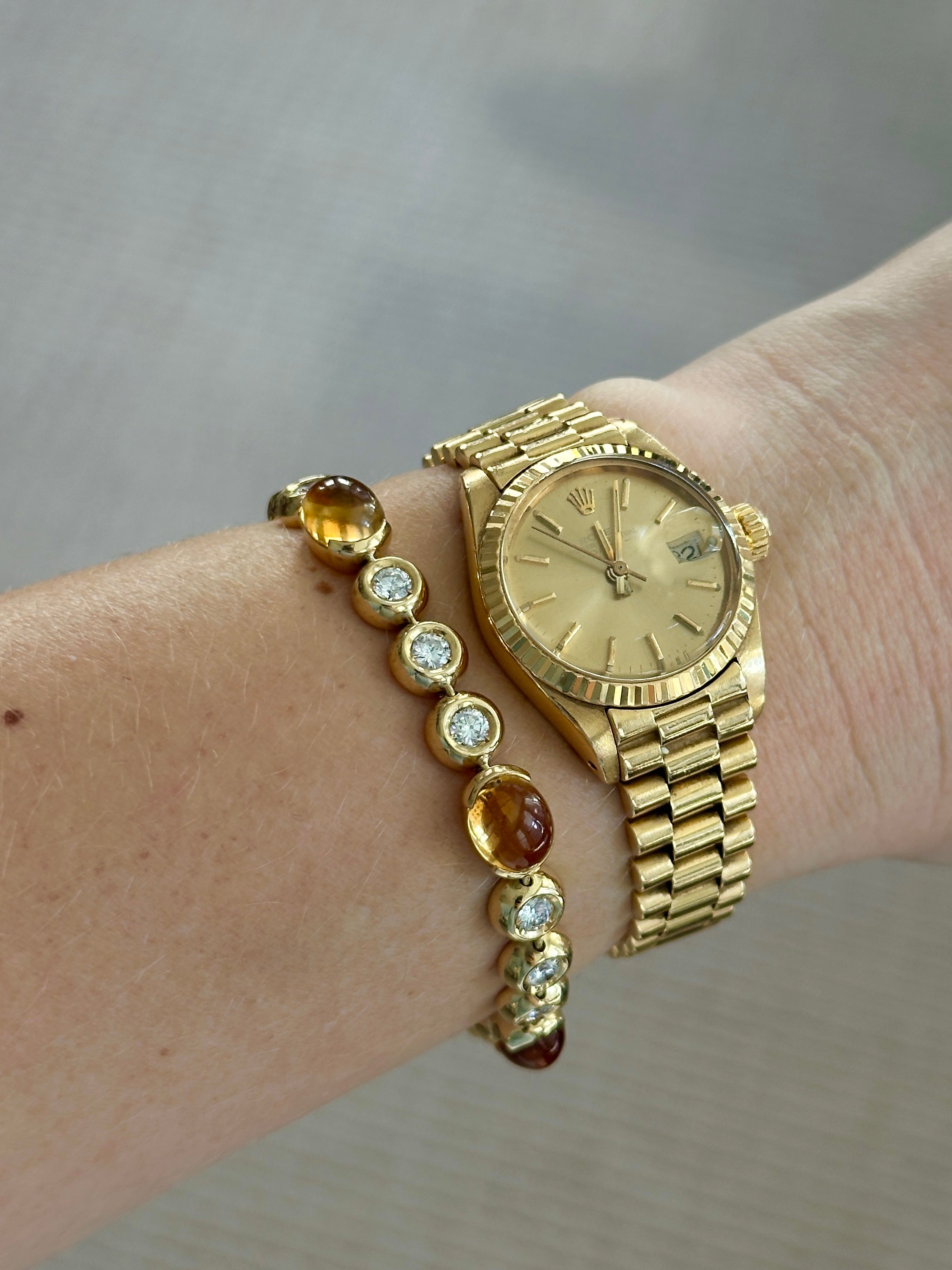 18kt Yellow Gold, Citrine, and Diamond Bracelet