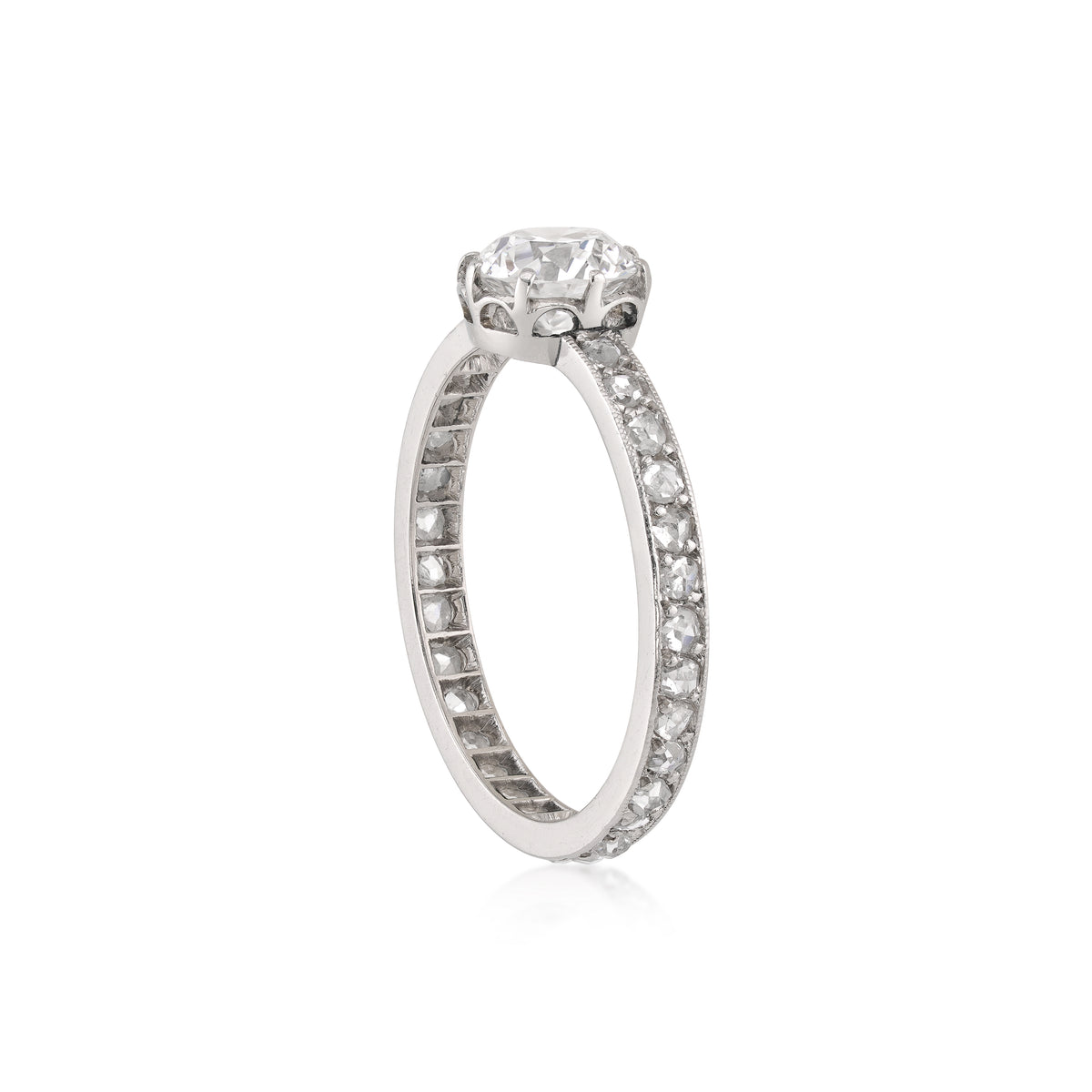 Platinum and Diamond Vintage Ring side view