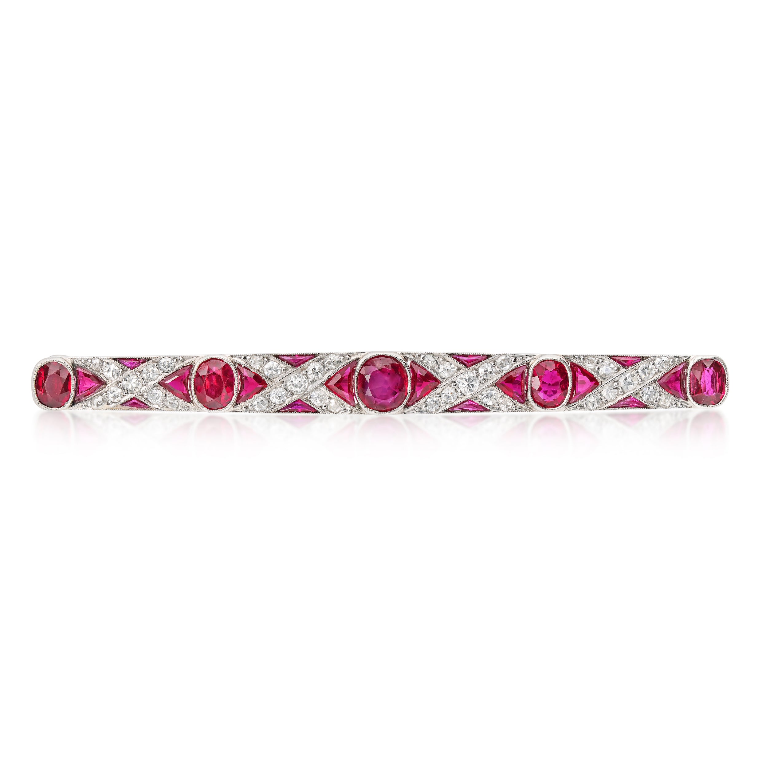 Art Deco Platinum, Ruby, and Diamond Brooch