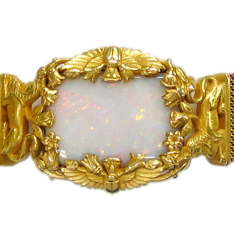 Egyptian Revival 18kt Yellow Gold and Opal Bracelet by Jaques & Marcus