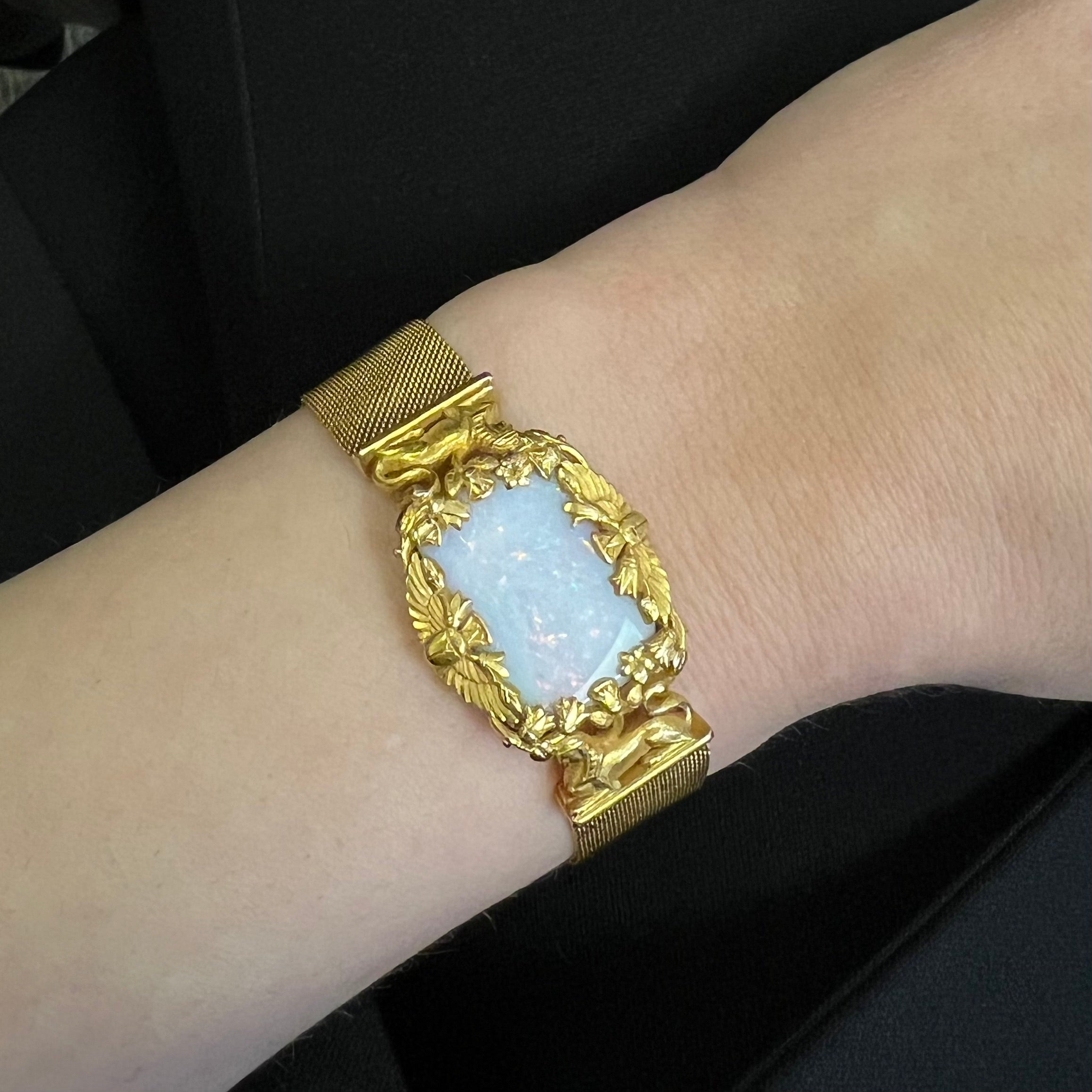 Egyptian Revival 18kt Yellow Gold and Opal Bracelet by Jaques & Marcus