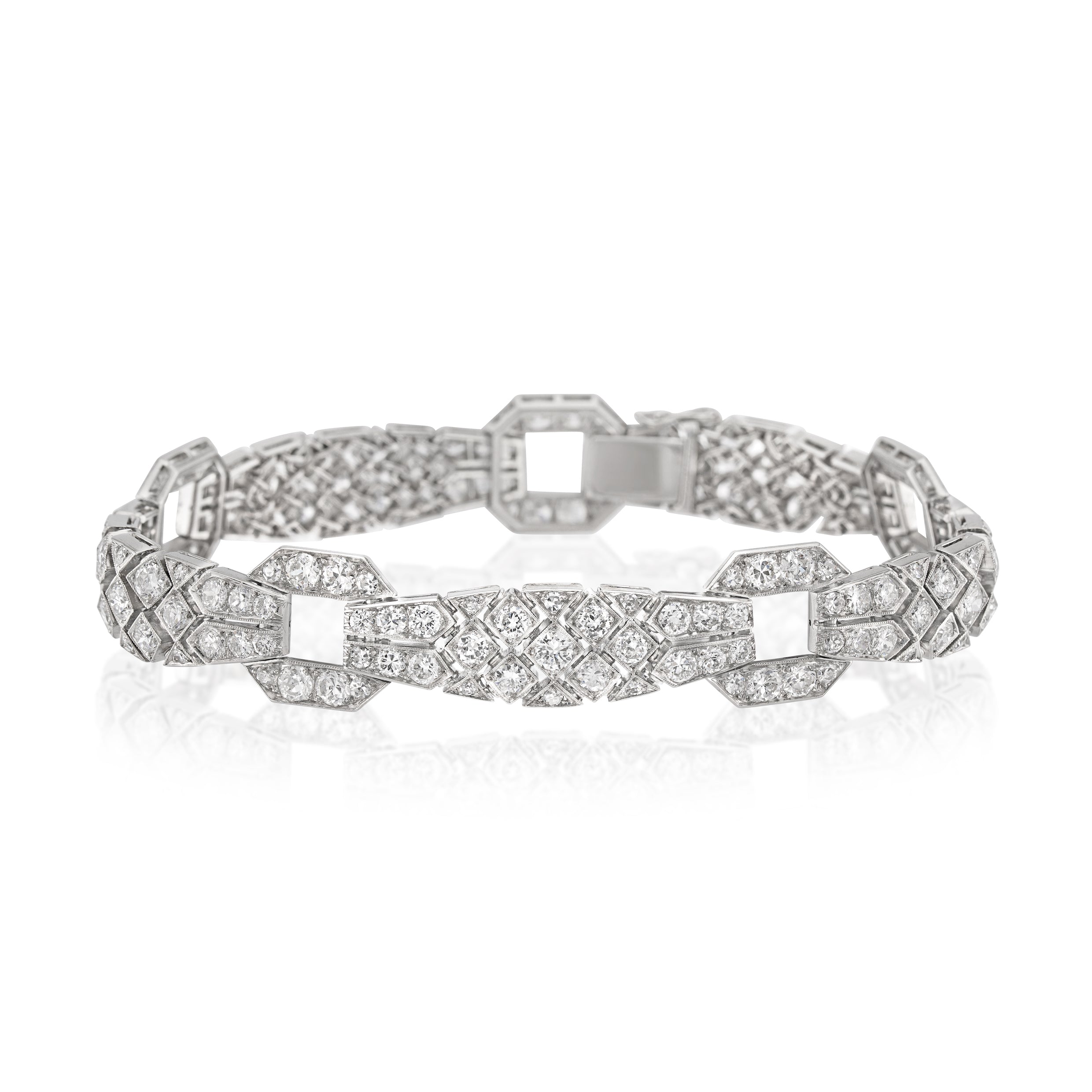 French Art Deco Janesich Platinum and Diamond Bracelet