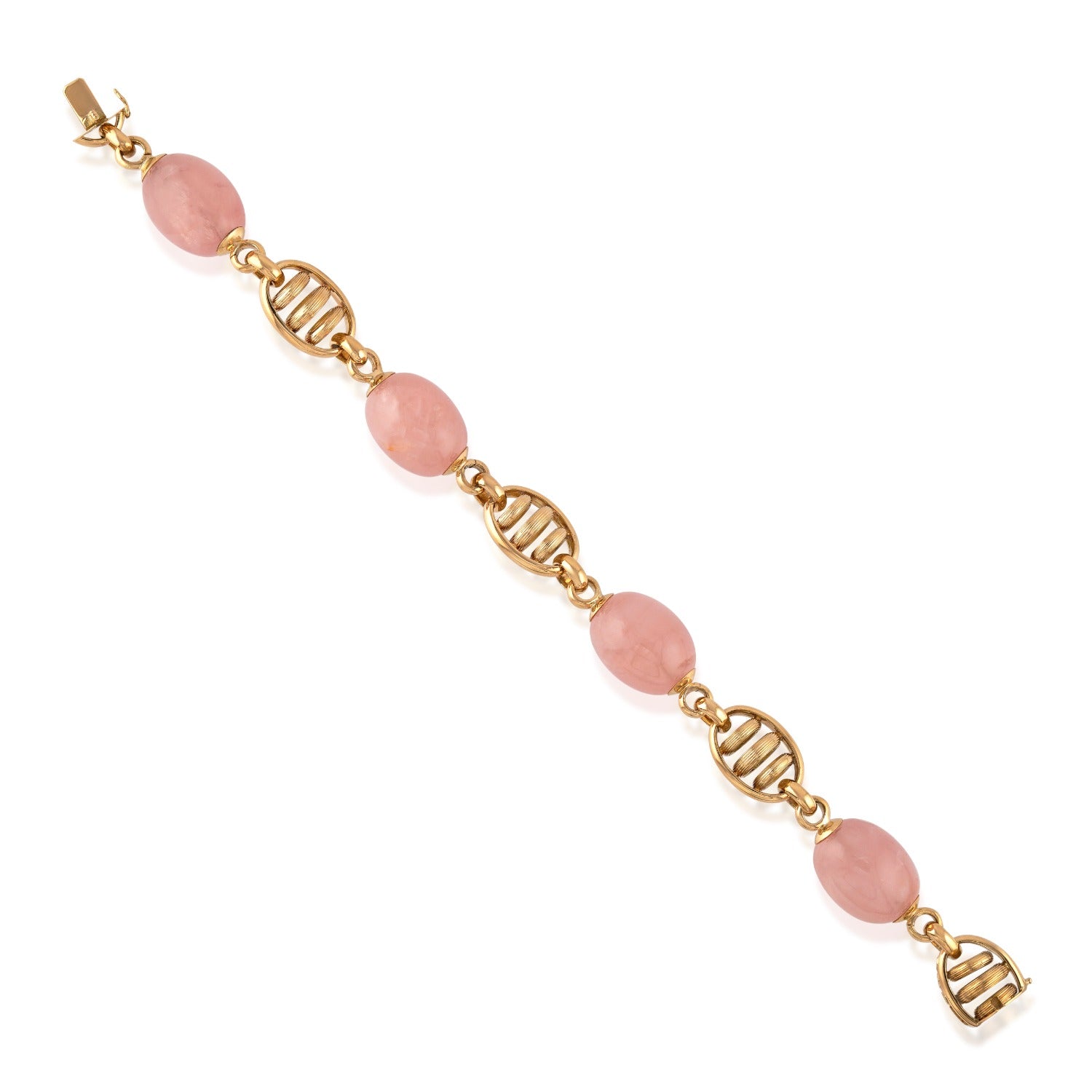 18kt Yellow Gold Rose Quartz Large Link Bracelet