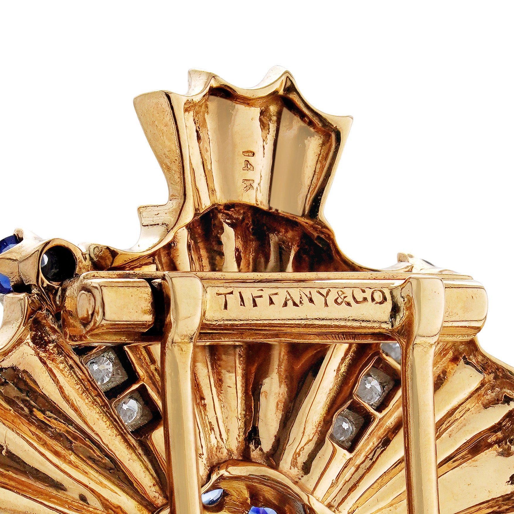 Tiffany retro sapphire and diamond brooch signature