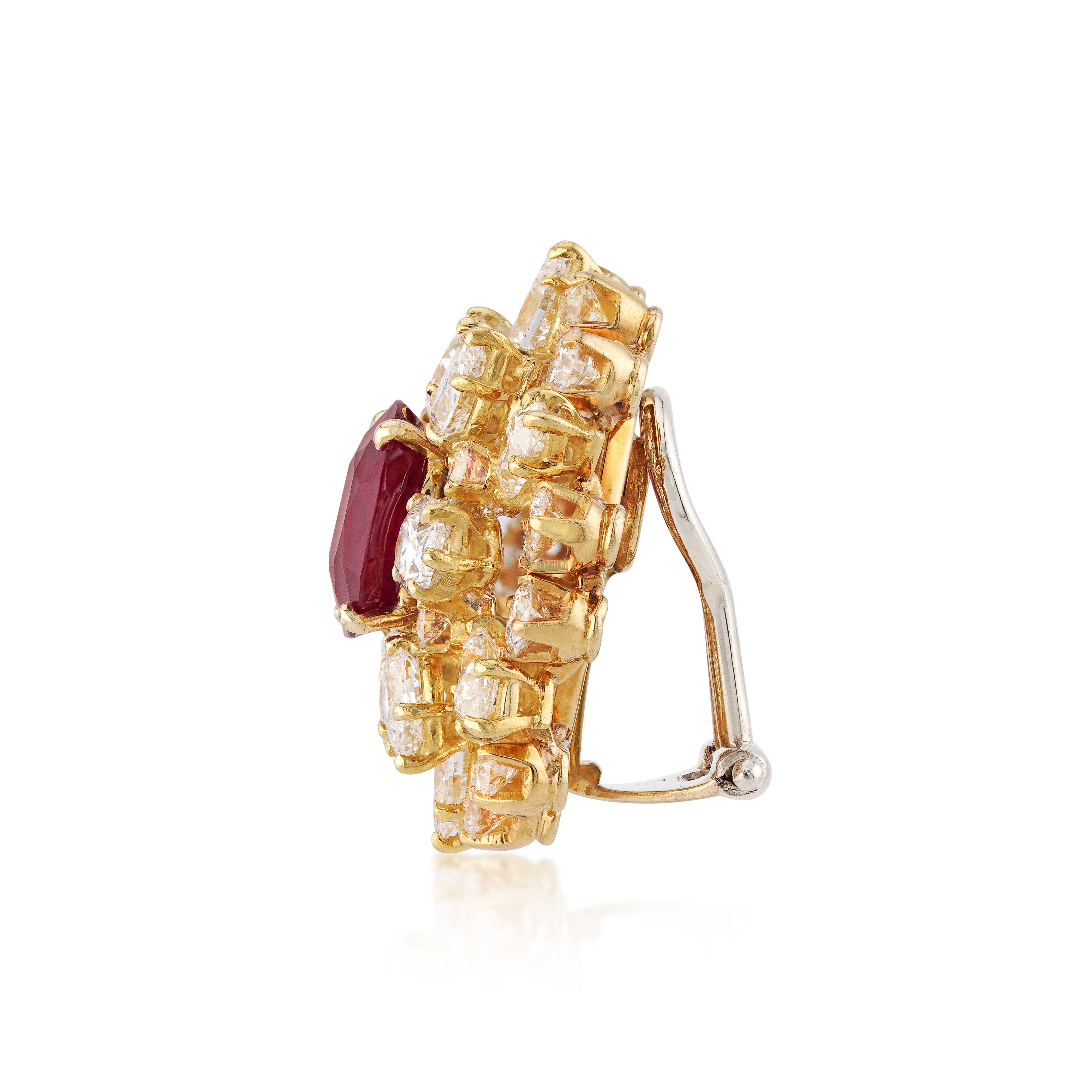 18kt Yellow Gold Ruby and Diamond Earrings