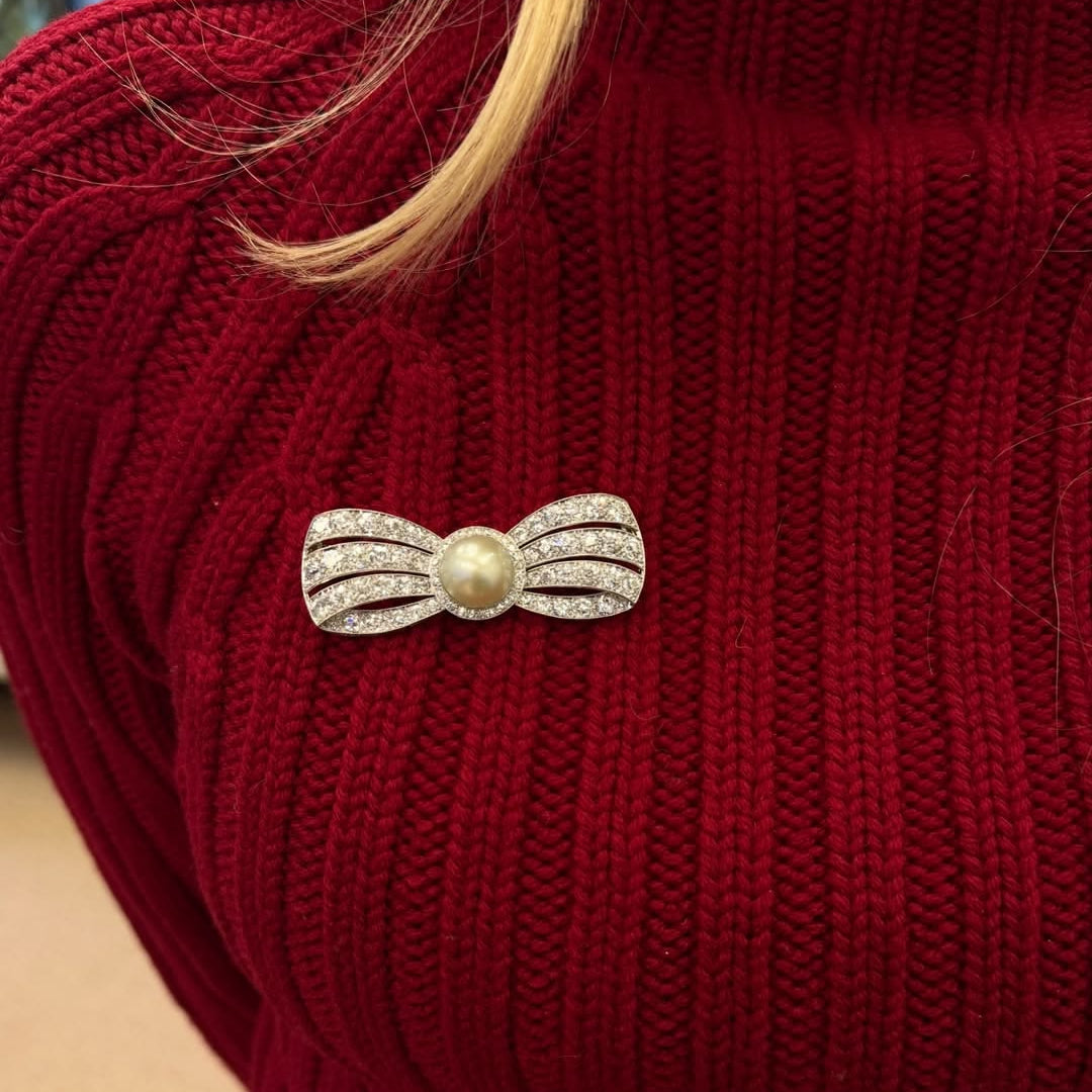 Cartier Platinum, Pearl, and Diamond Brooch