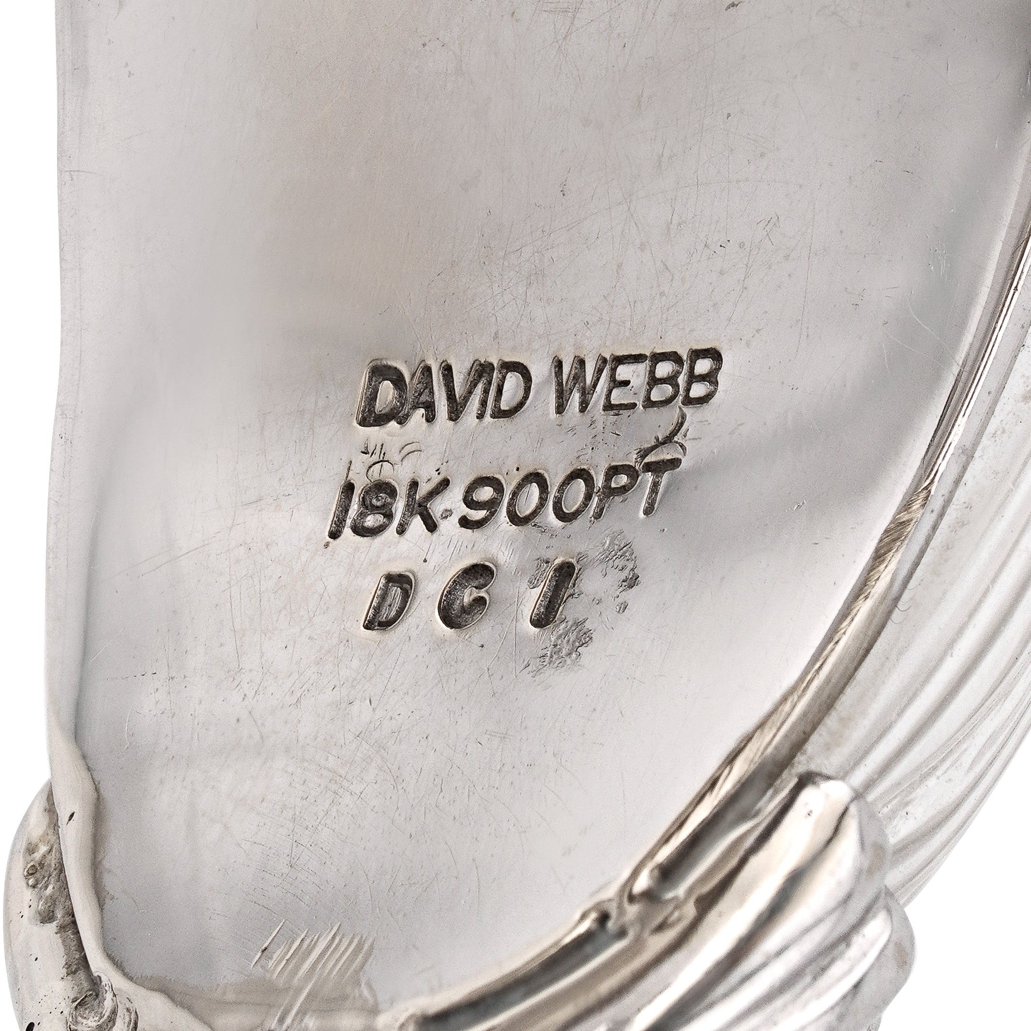 David Webb 18kt White Gold, Platinum, Rock Crystal, and Diamond Cuff Bracelet