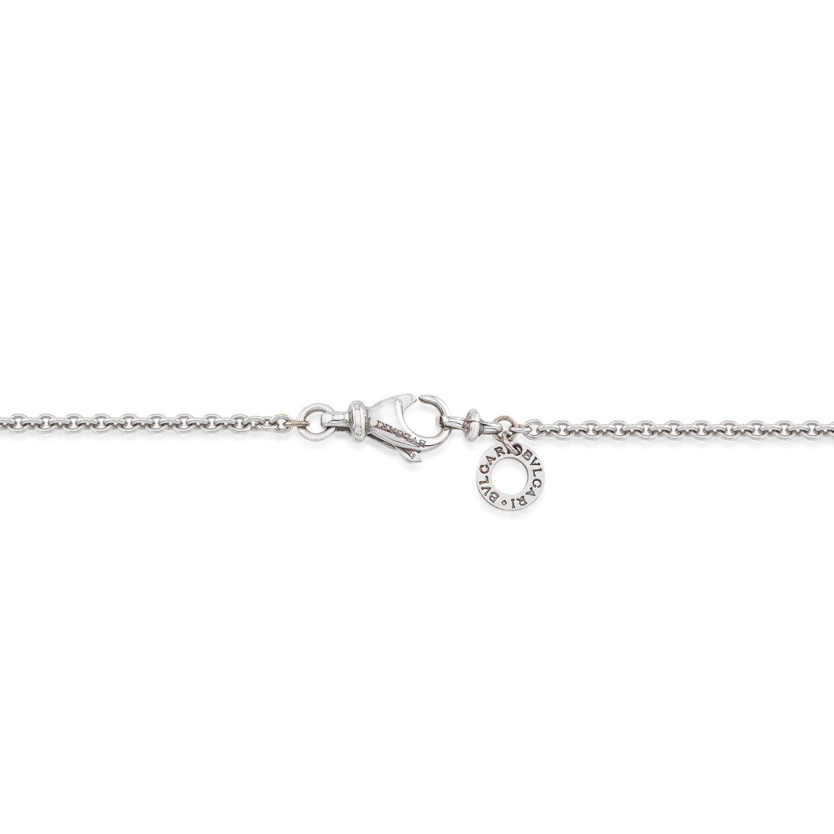 Close up of Bulgari signature on necklace