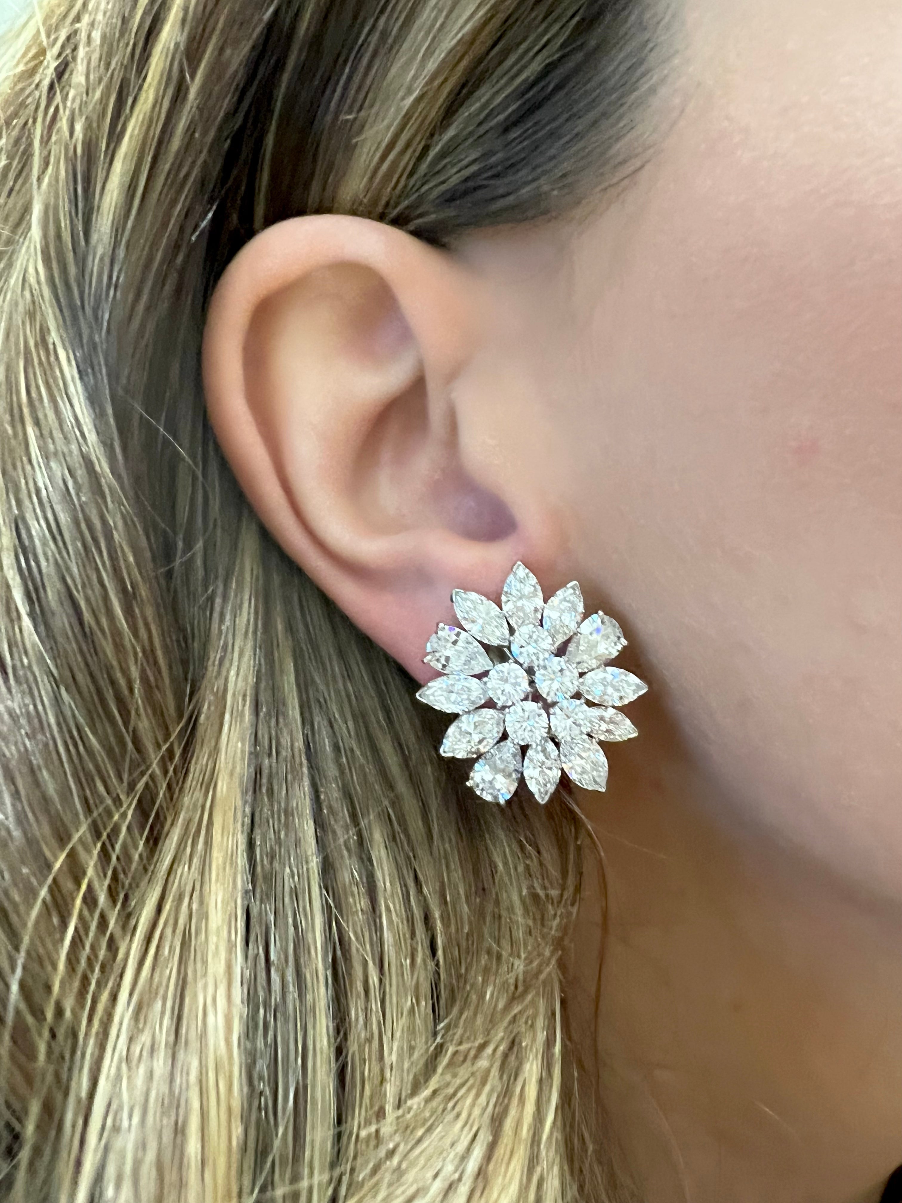 Platinum Diamond Cluster Earrings