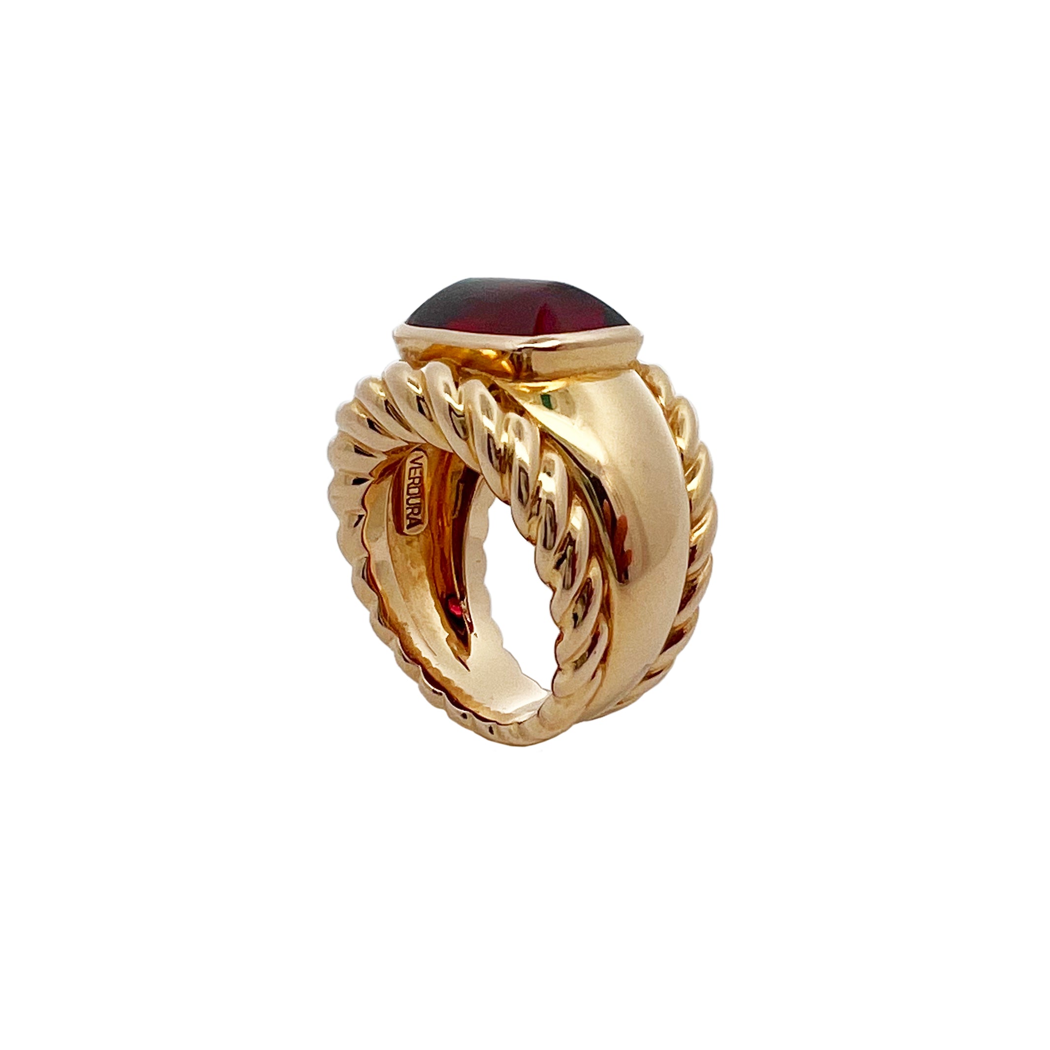 Verdura 18kt Yellow Gold Garnet Ring