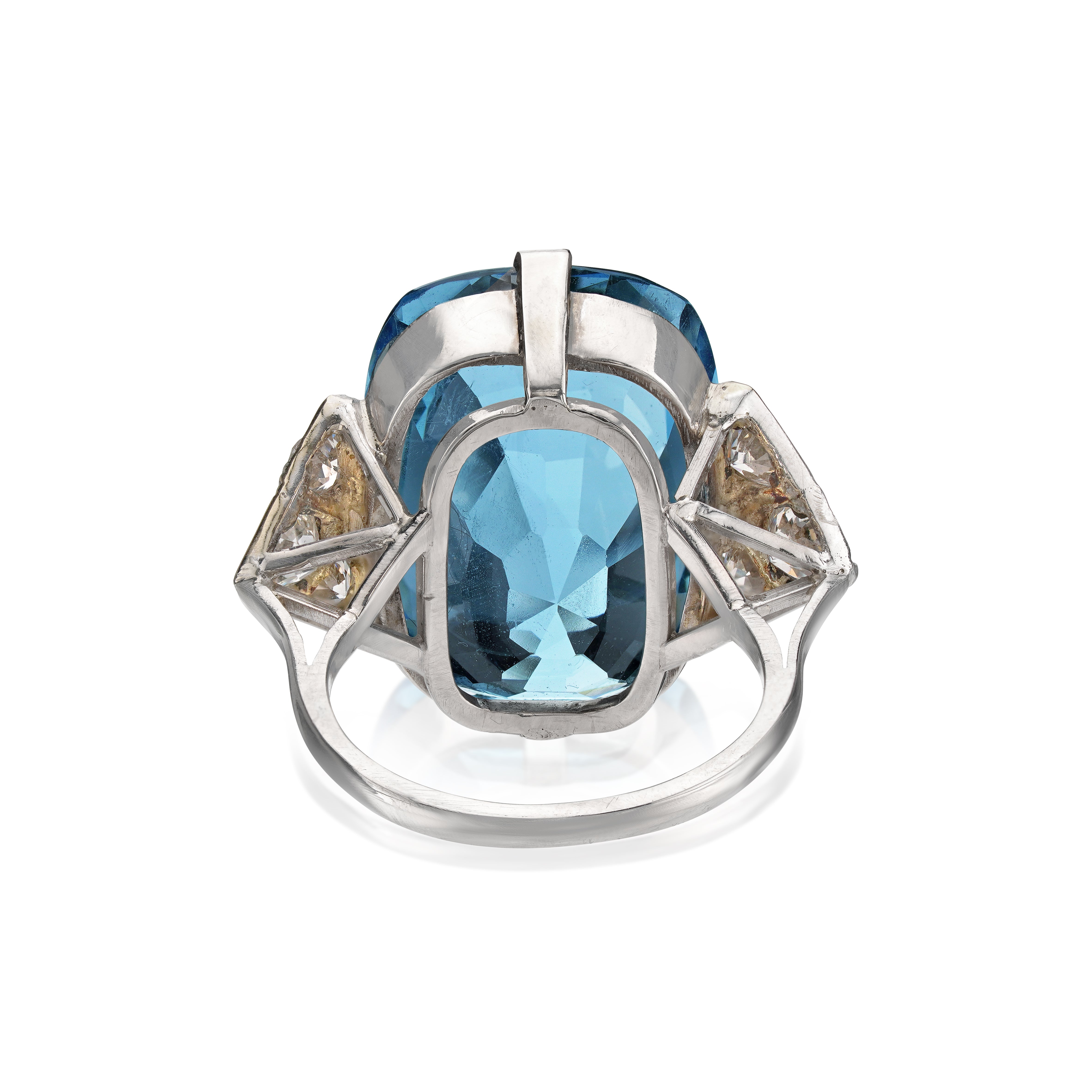 Platinum, Aquamarine, and Diamond Ring