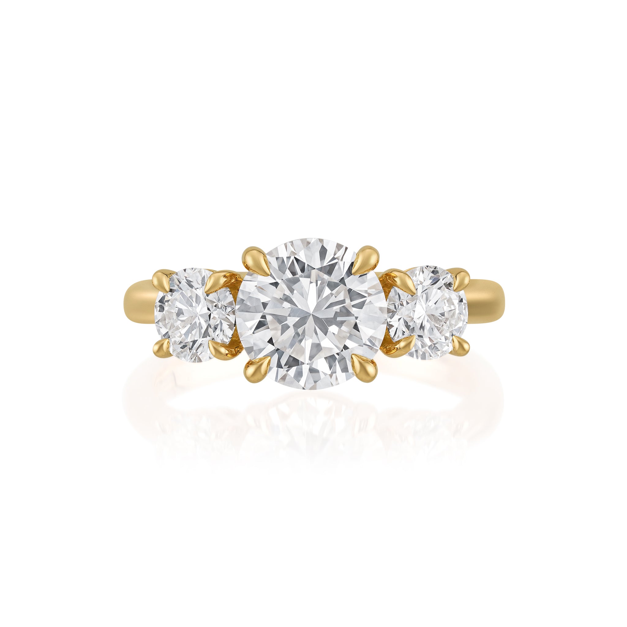 Custom 3-Stone Diamond Engagement Ring in 18kt Yellow Gold