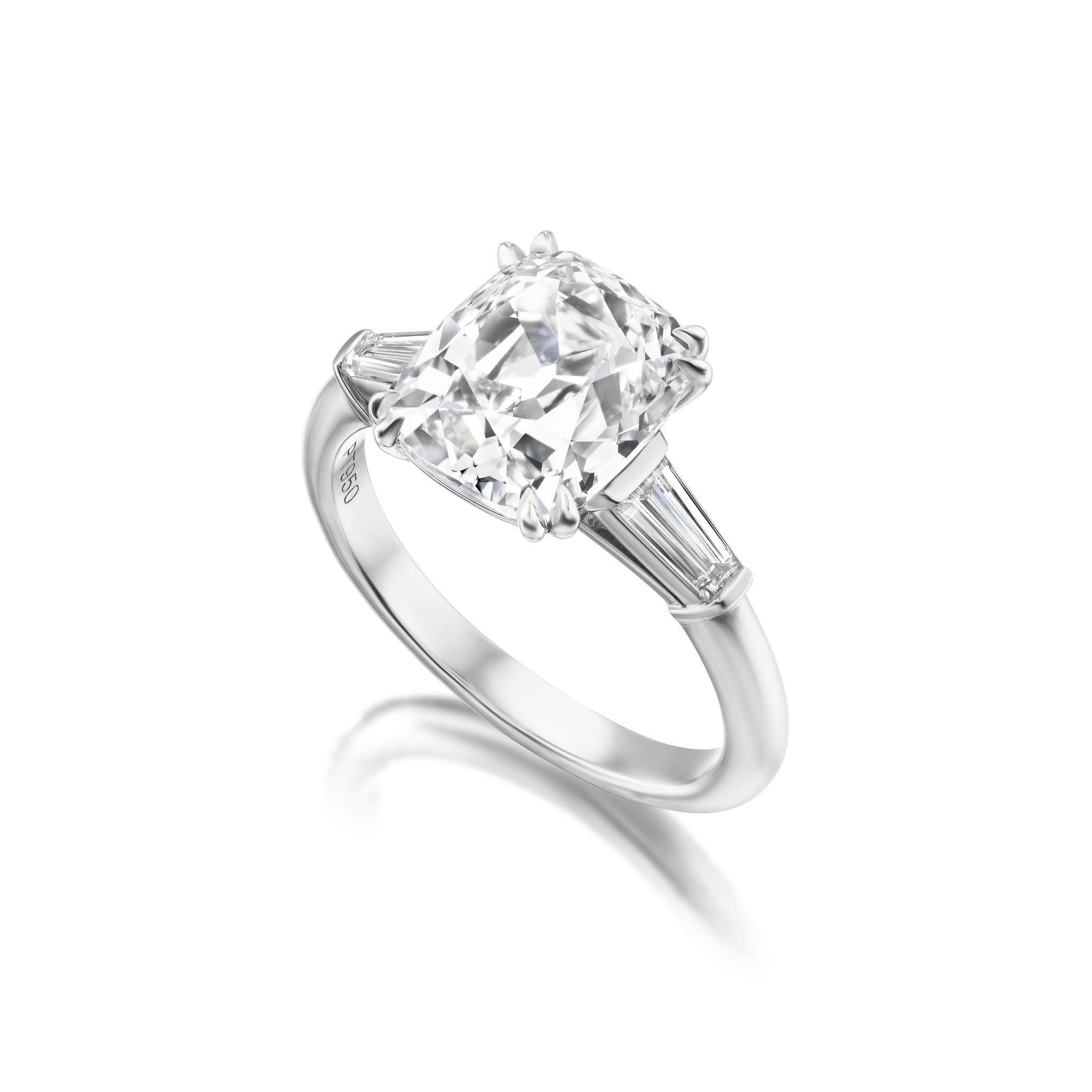 Custom Antique Cushion Diamond Engagement Ring in Platinum