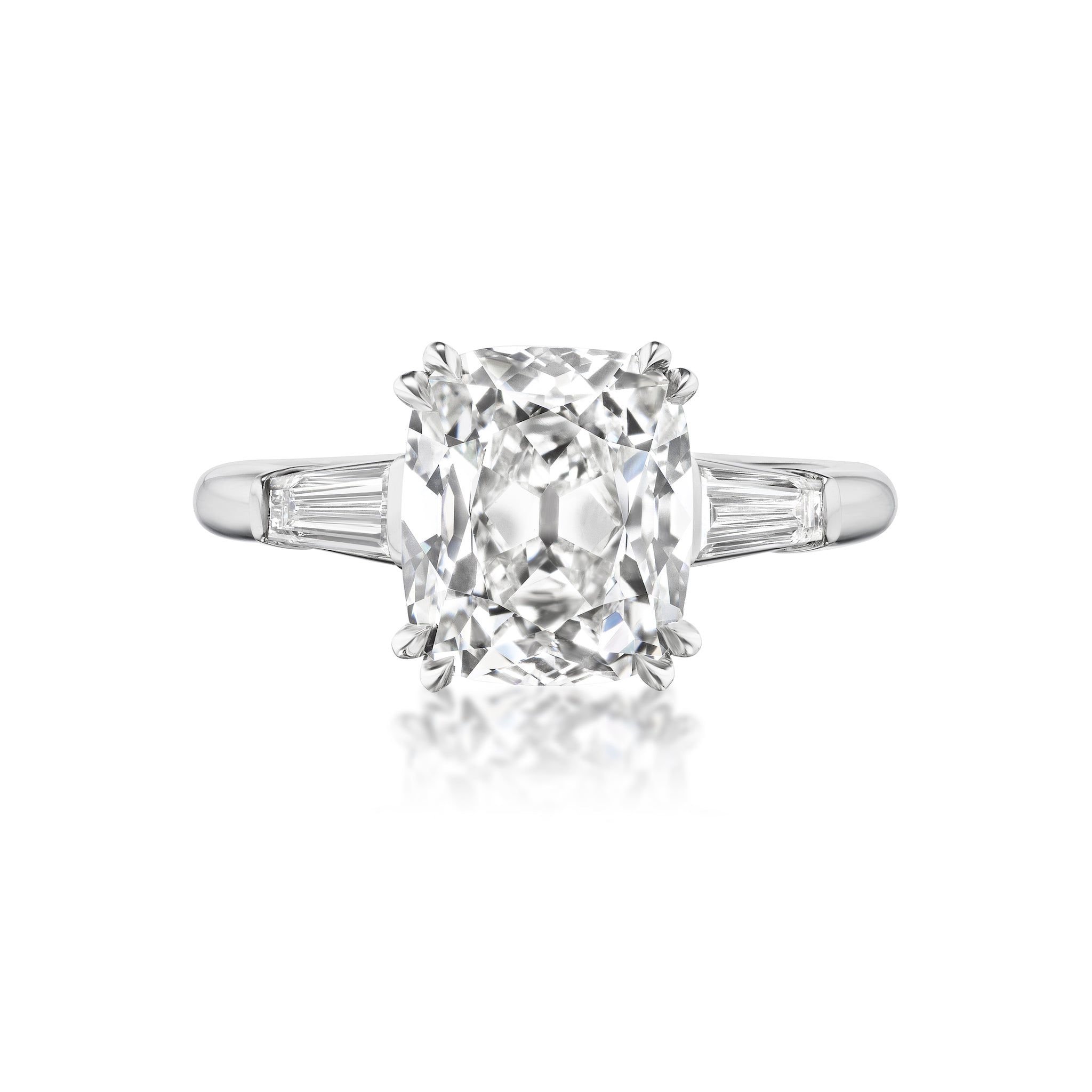 Custom Antique Cushion Diamond Engagement Ring in Platinum