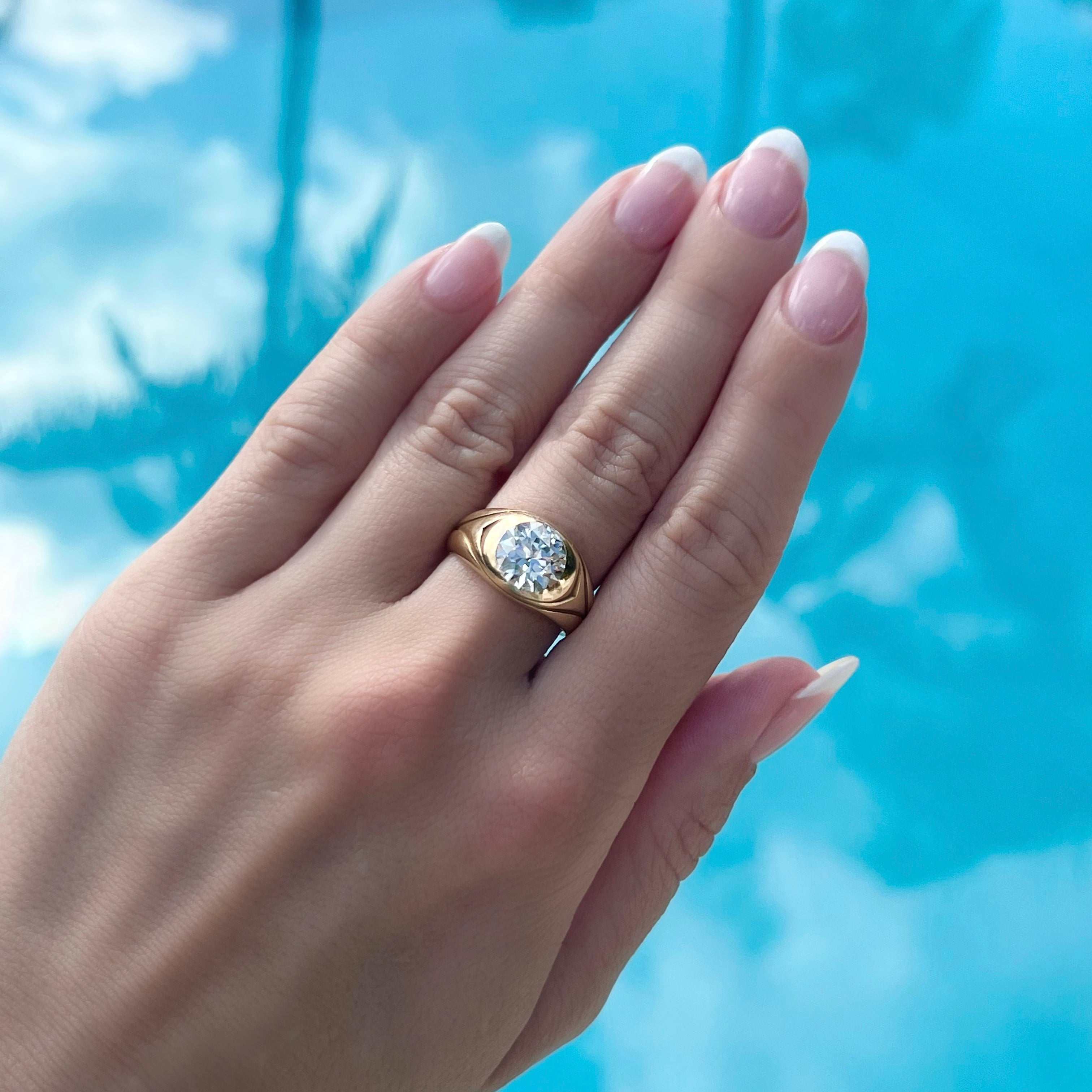 Art Deco 18kt Yellow Gold Old European-cut Diamond Ring