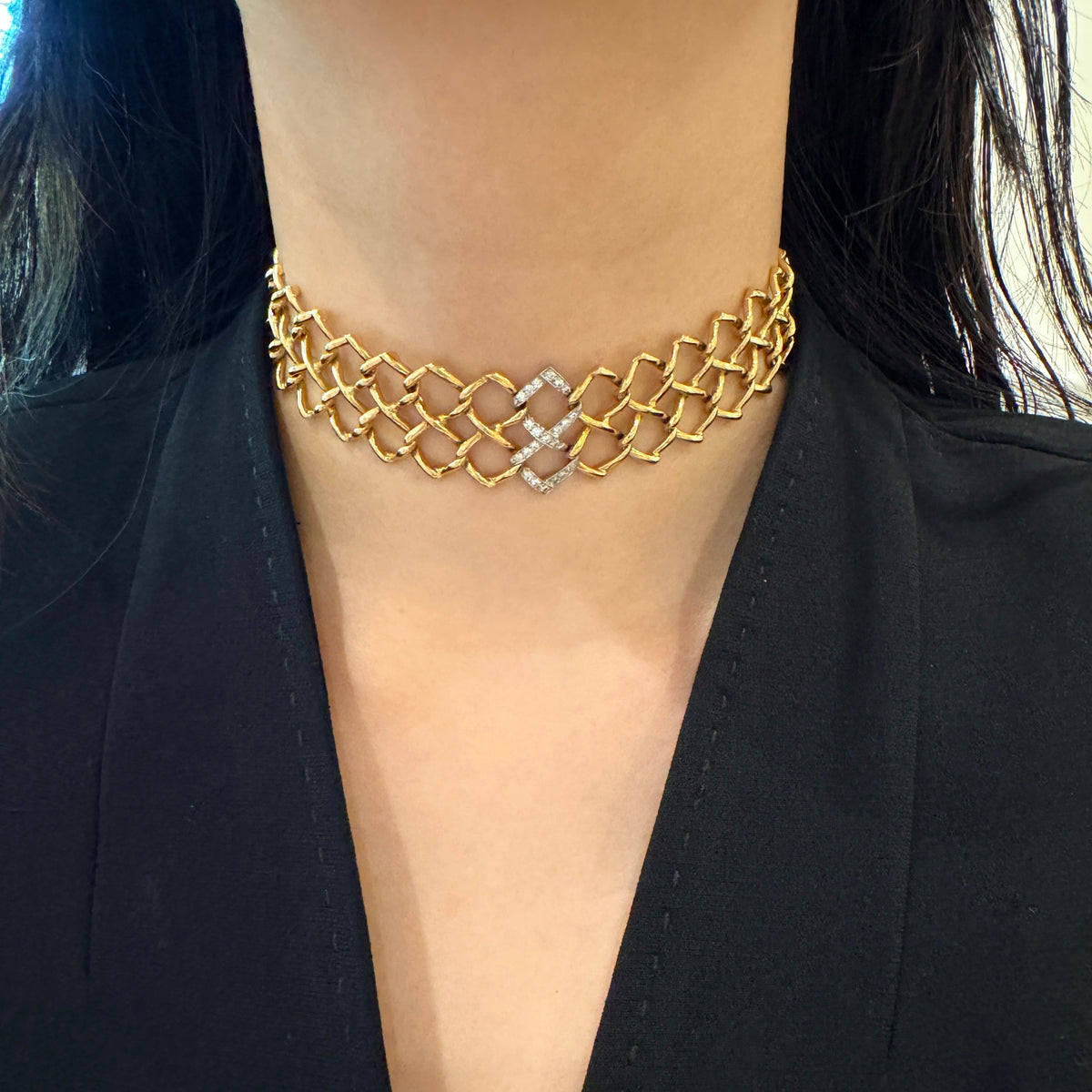 Tiffany & Co by Paloma Picasso 18kt Yellow Gold and Diamond Link Necklace