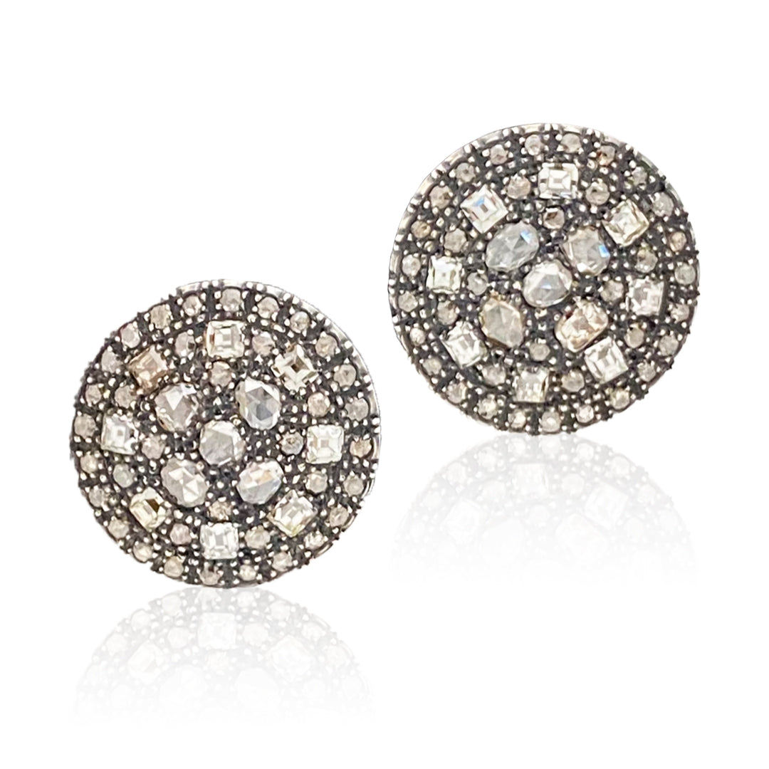 Antique Diamond Button Earrings