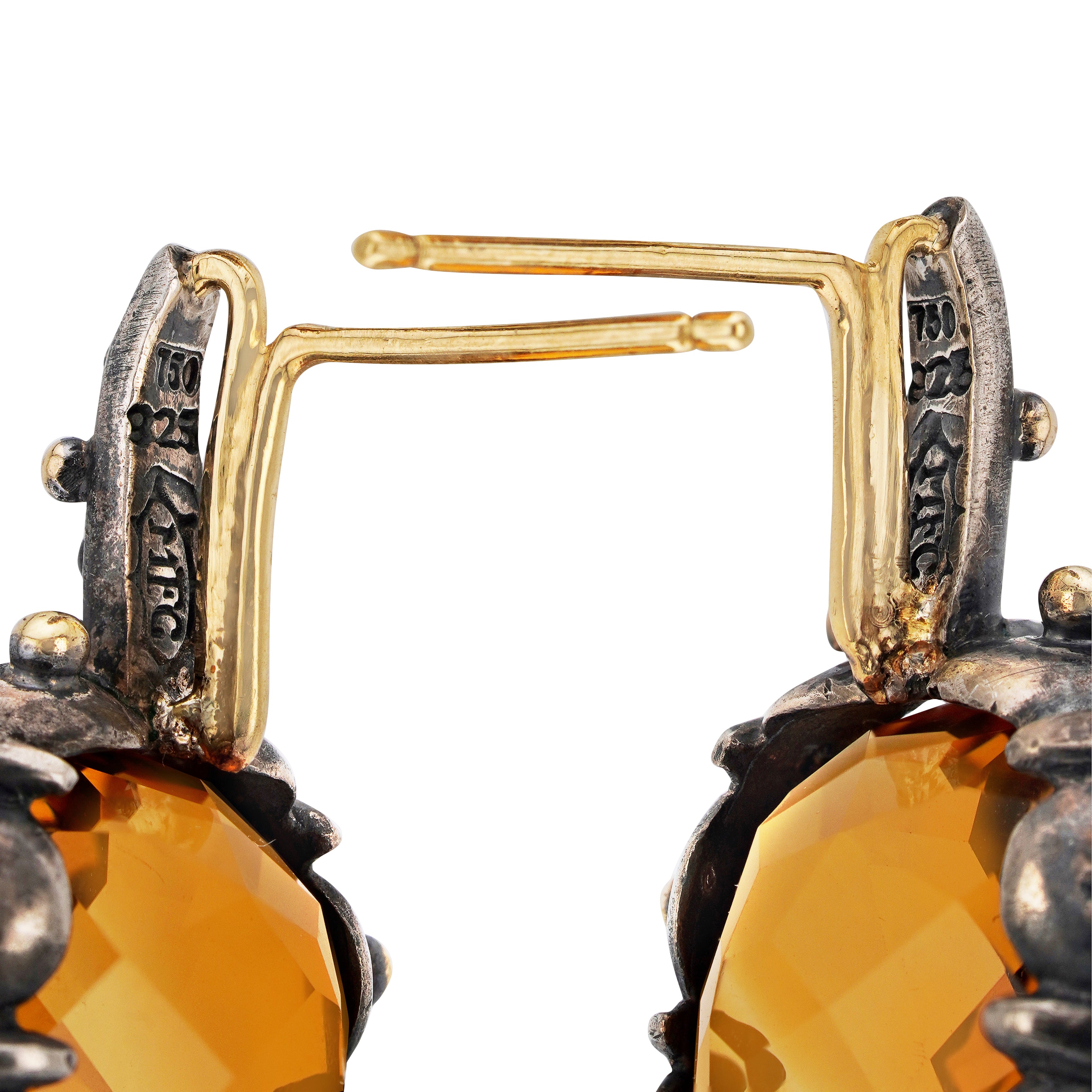 Marilyn Cooperman 18kt Yellow Gold and Silver Citrine Earrings