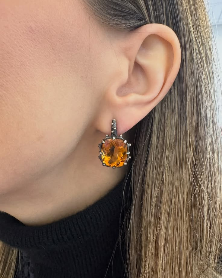 Marilyn Cooperman 18kt Yellow Gold and Silver Citrine Earrings