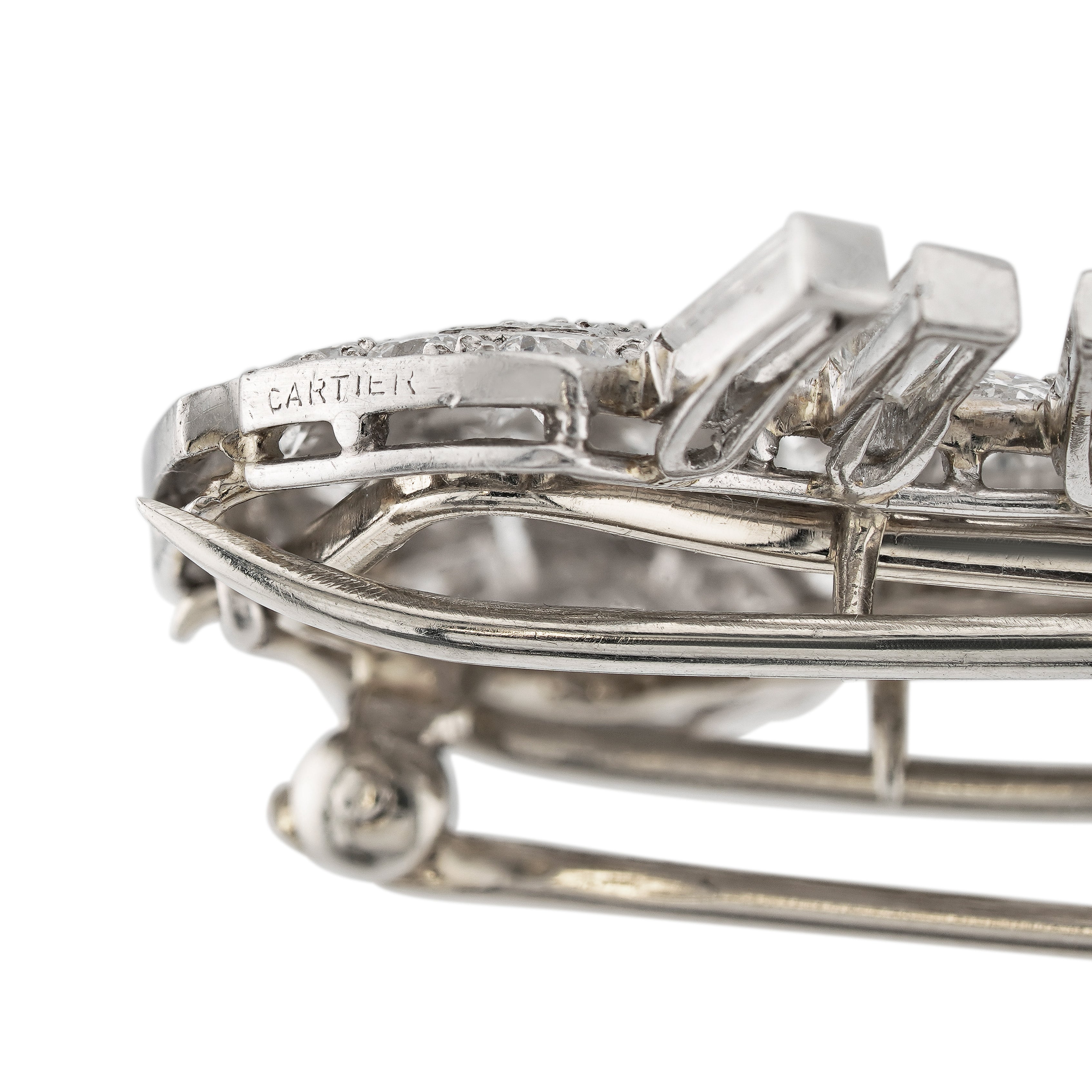 cartier signature on. vintage cartier platinum and diamond double clips brooch