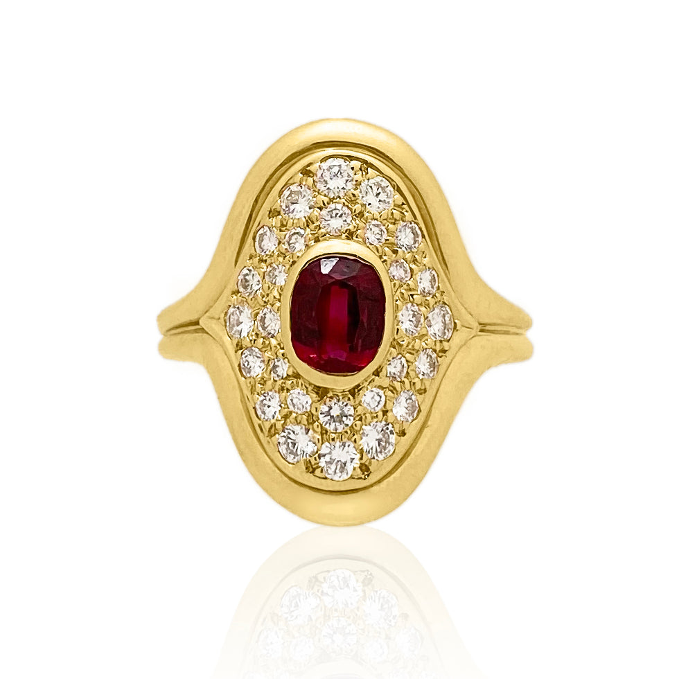 18kt Yellow Gold Ruby and Diamond Ring