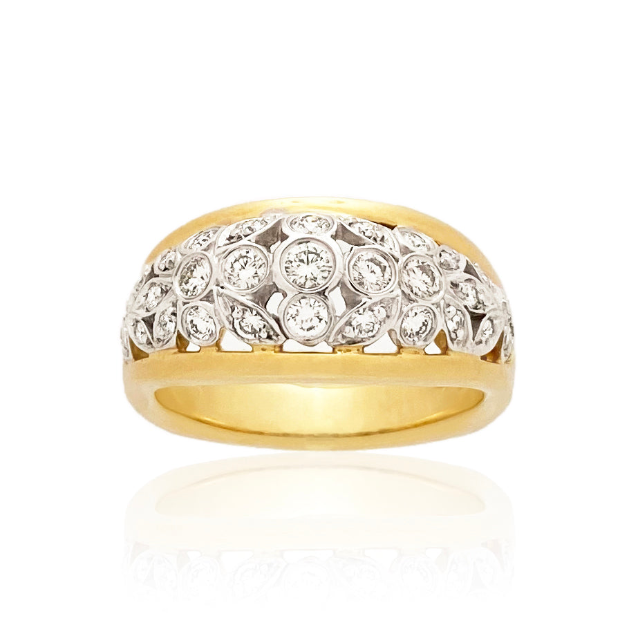 18kt Yellow Gold and Platinum Diamond Ring