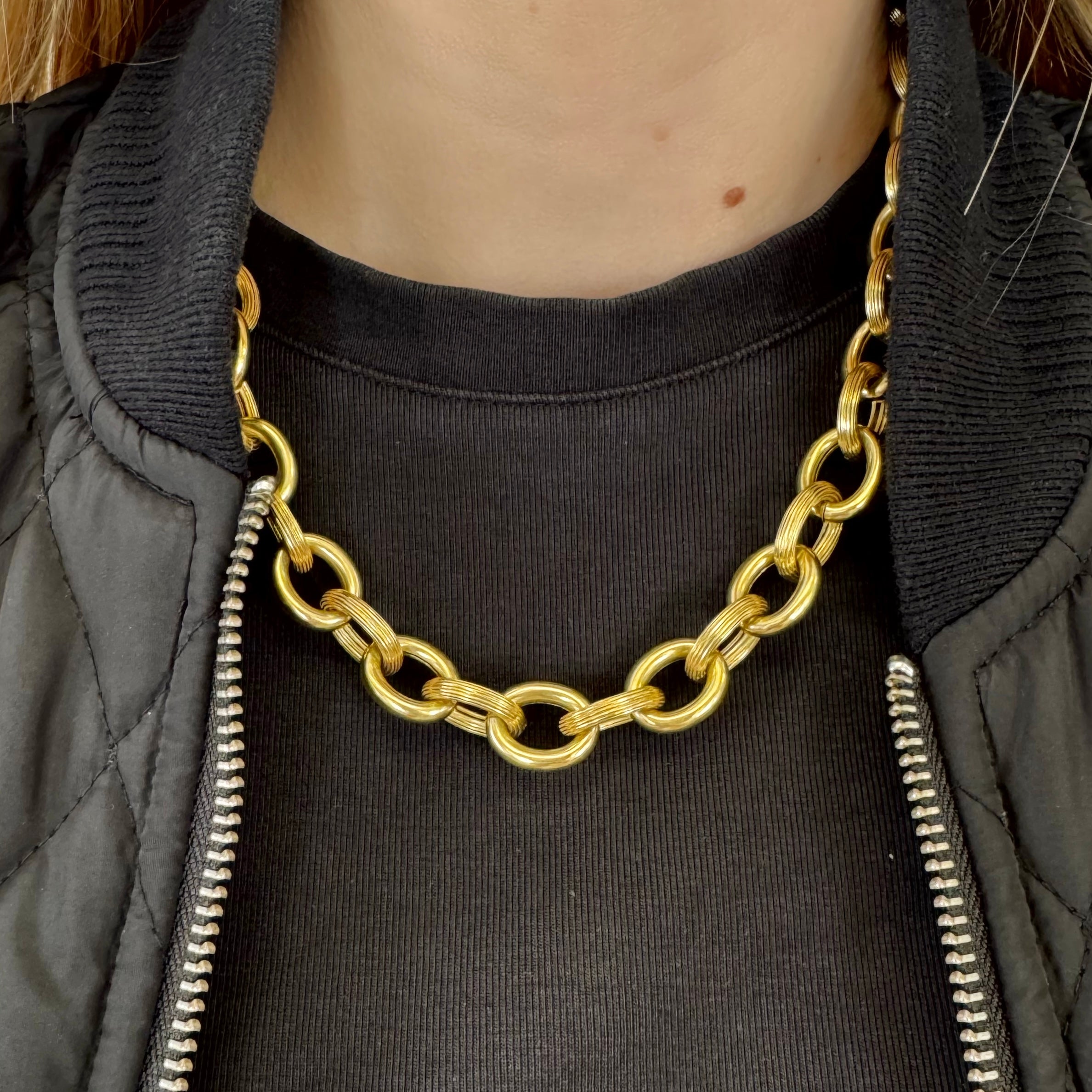 18kt Yellow Gold Oval Link Necklace