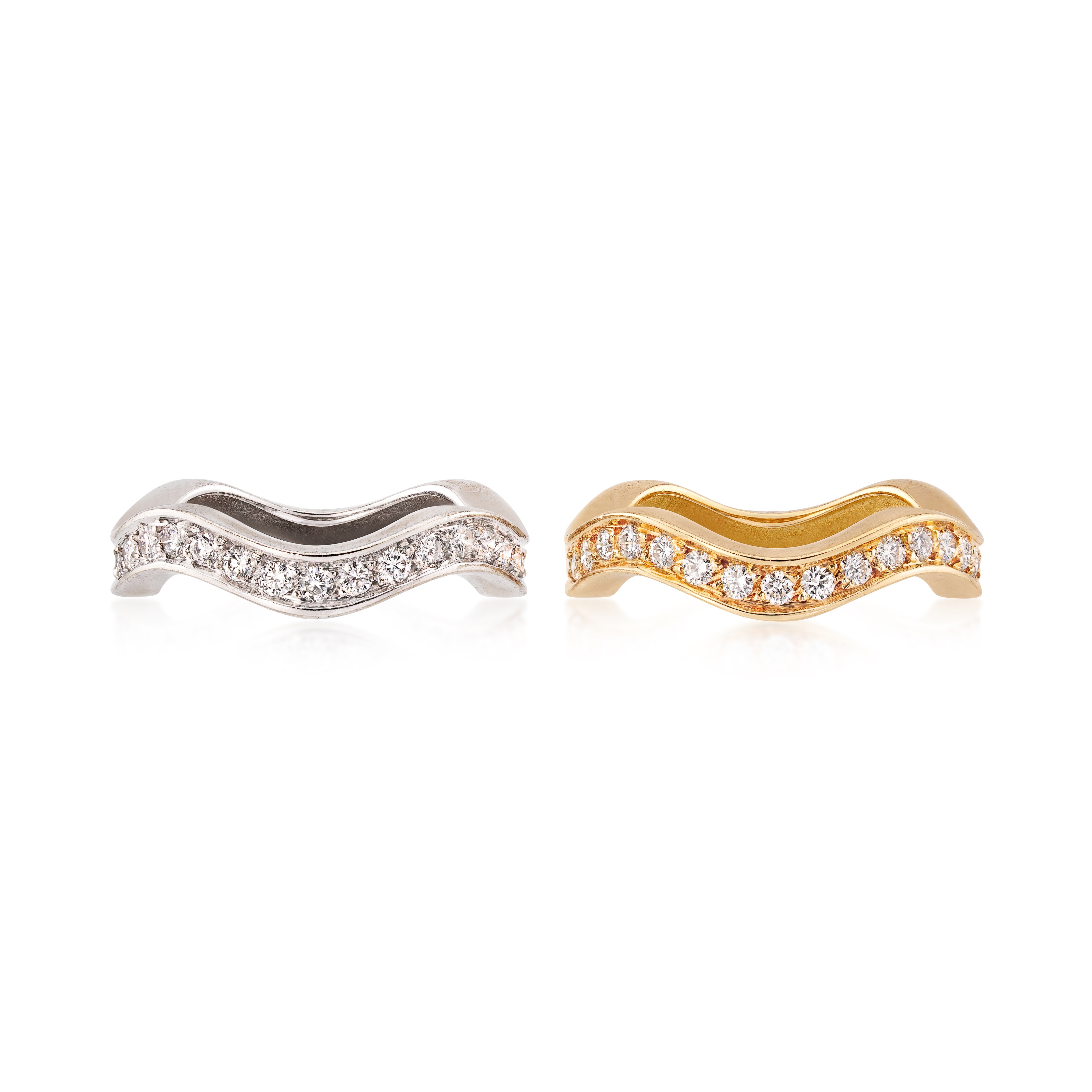 Pair of Cartier 18kt White and Yellow Gold Diamond "Neptune" Rings