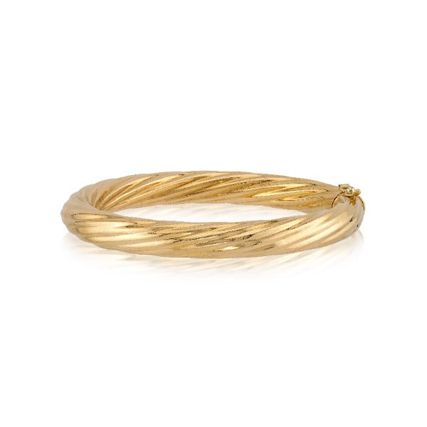 18kt Yellow Gold Twisted Hinged Bangle