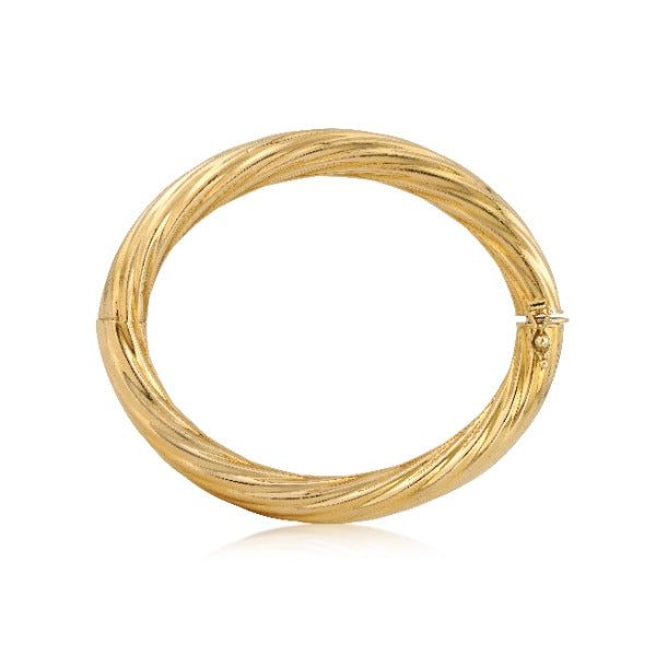 18kt Yellow Gold Twisted Hinged Bangle