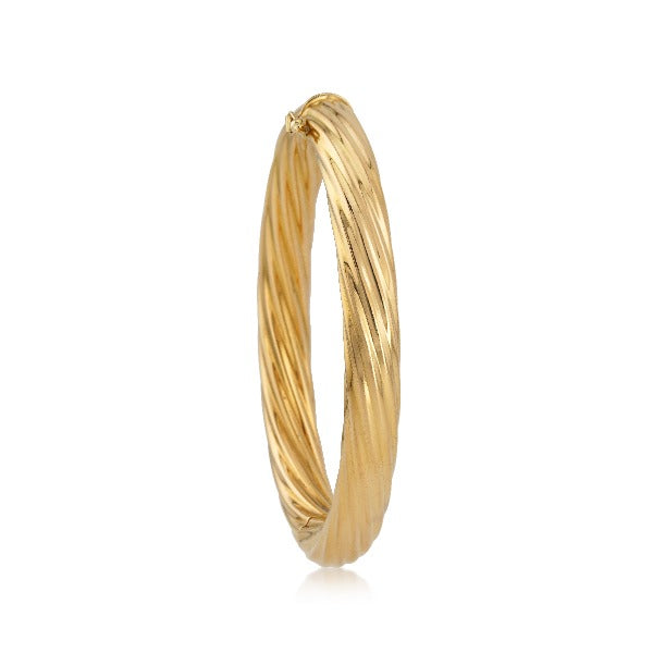 18kt Yellow Gold Twisted Hinged Bangle
