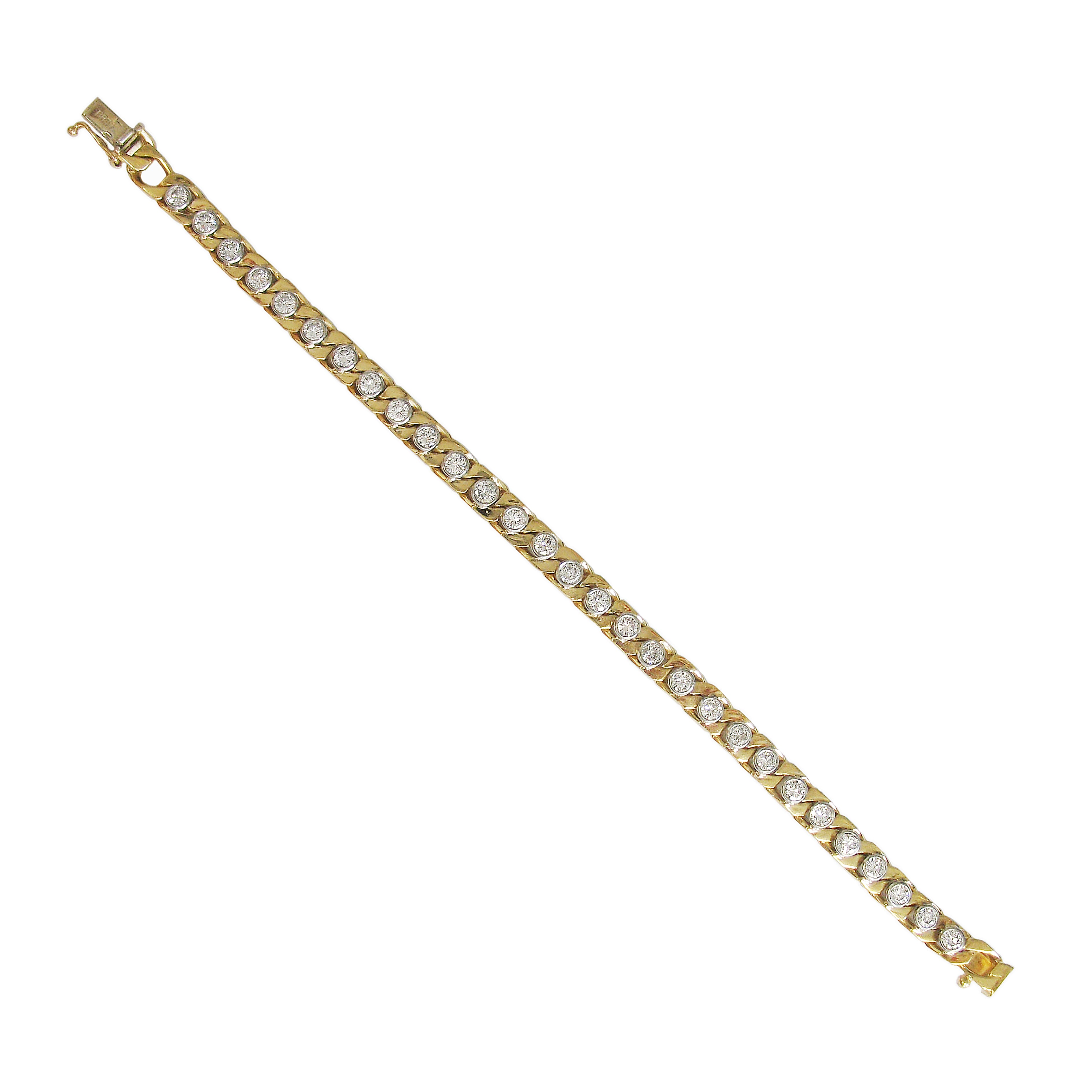 Vintage 18kt Yellow Gold and Diamond Curb Link Bracelet
