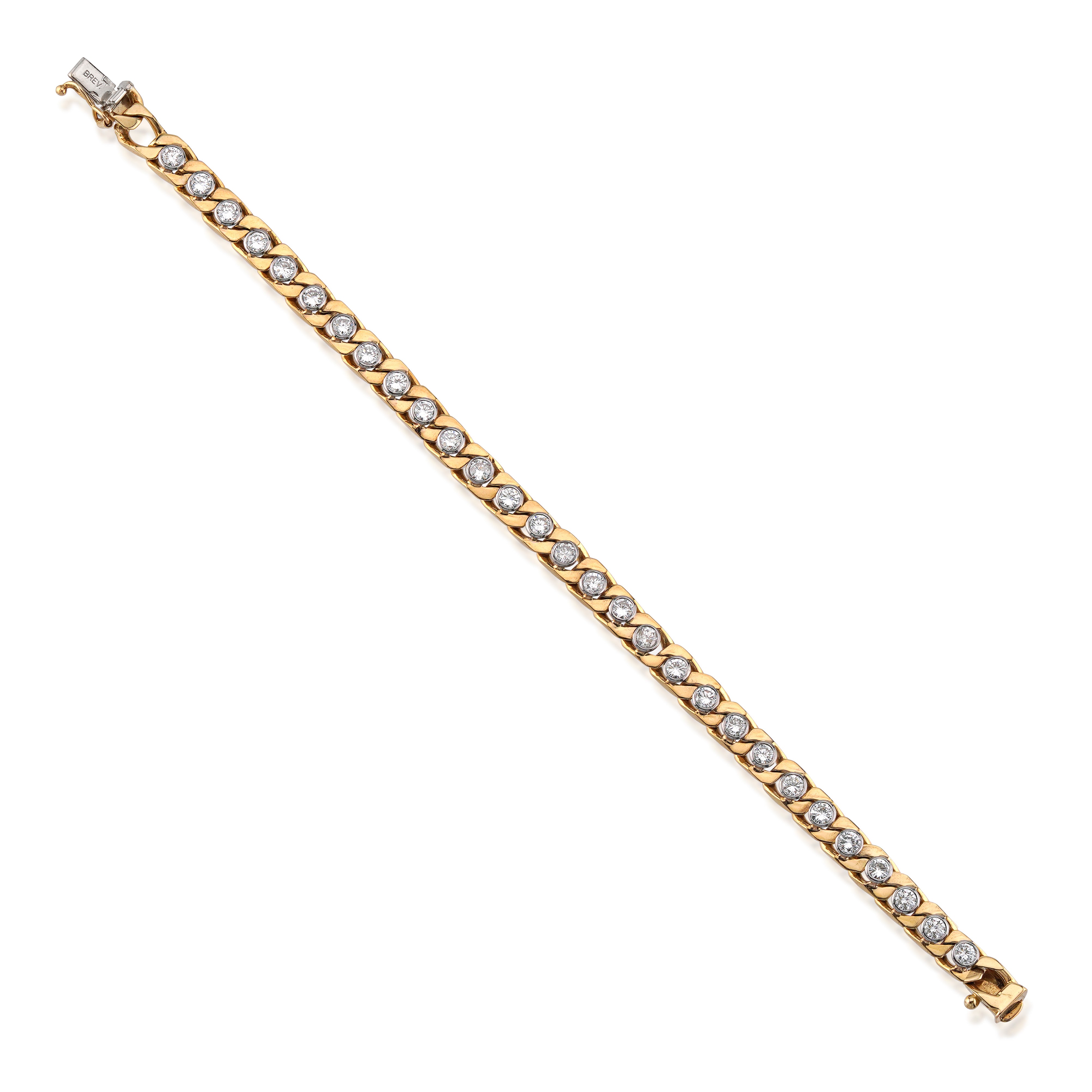 18kt Yellow Gold and Platinum Diamond Curb Link Bracelet