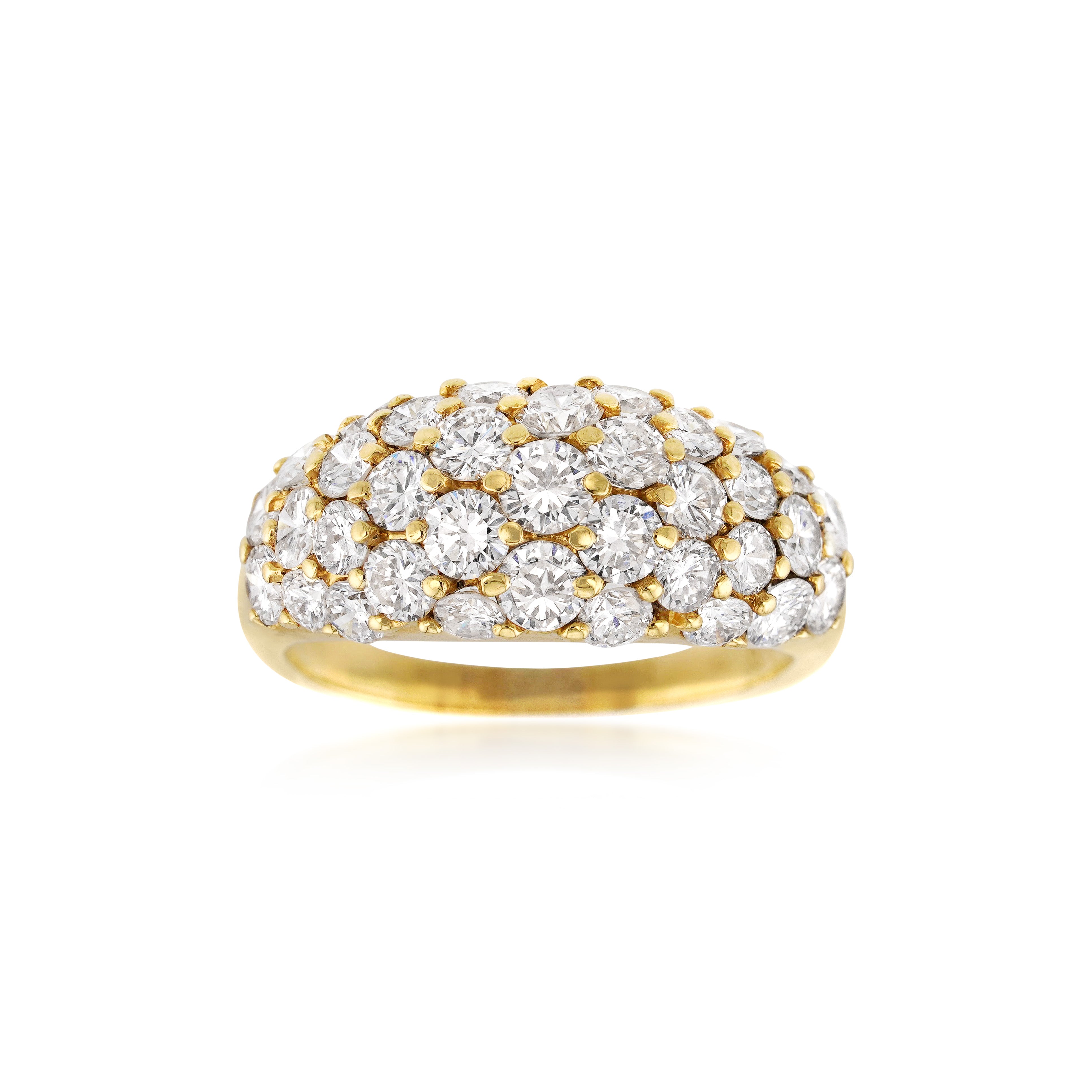 18kt Yellow Gold and Diamond Dome Ring