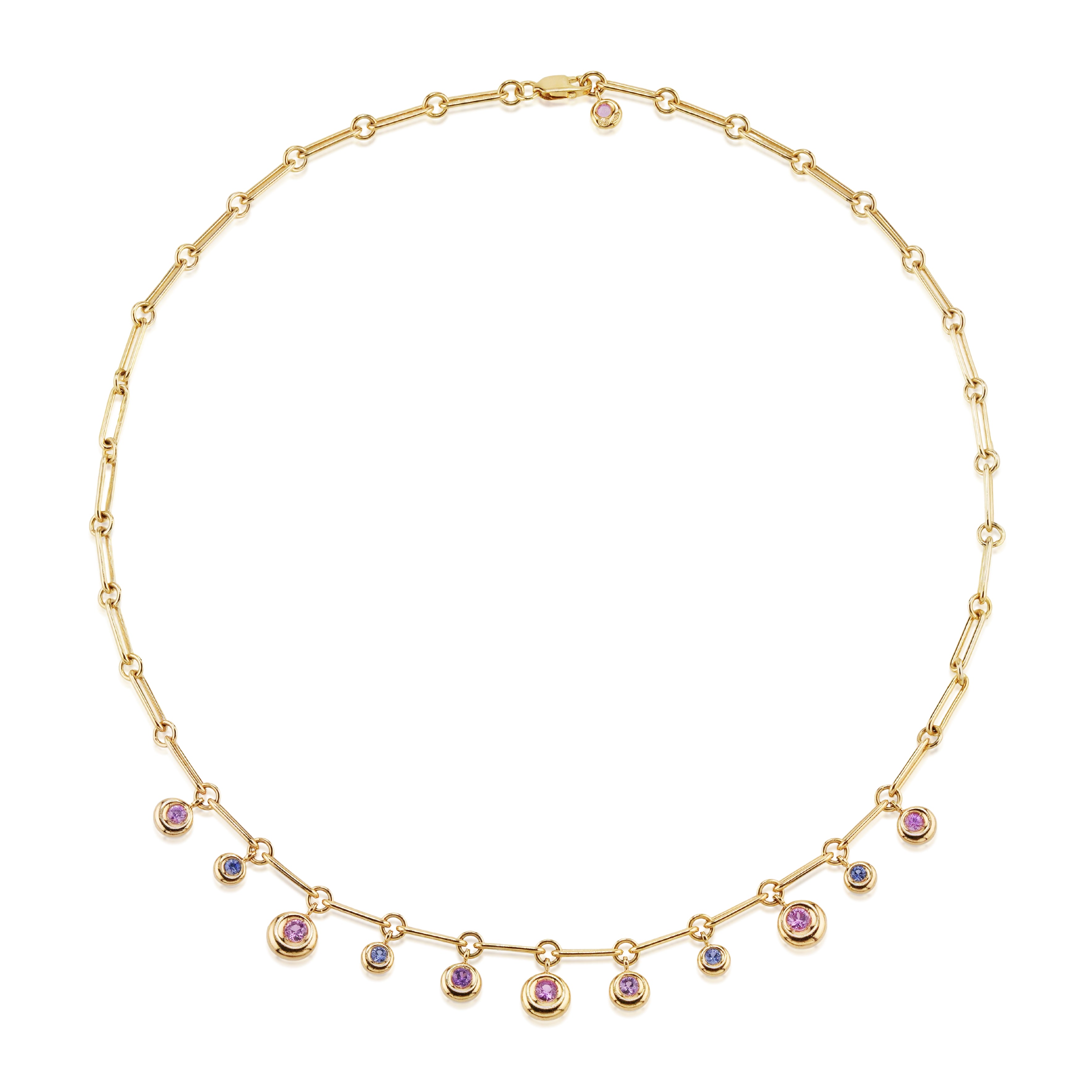 Chaumet 18kt Yellow Gold and Sapphire Paper Link Necklace