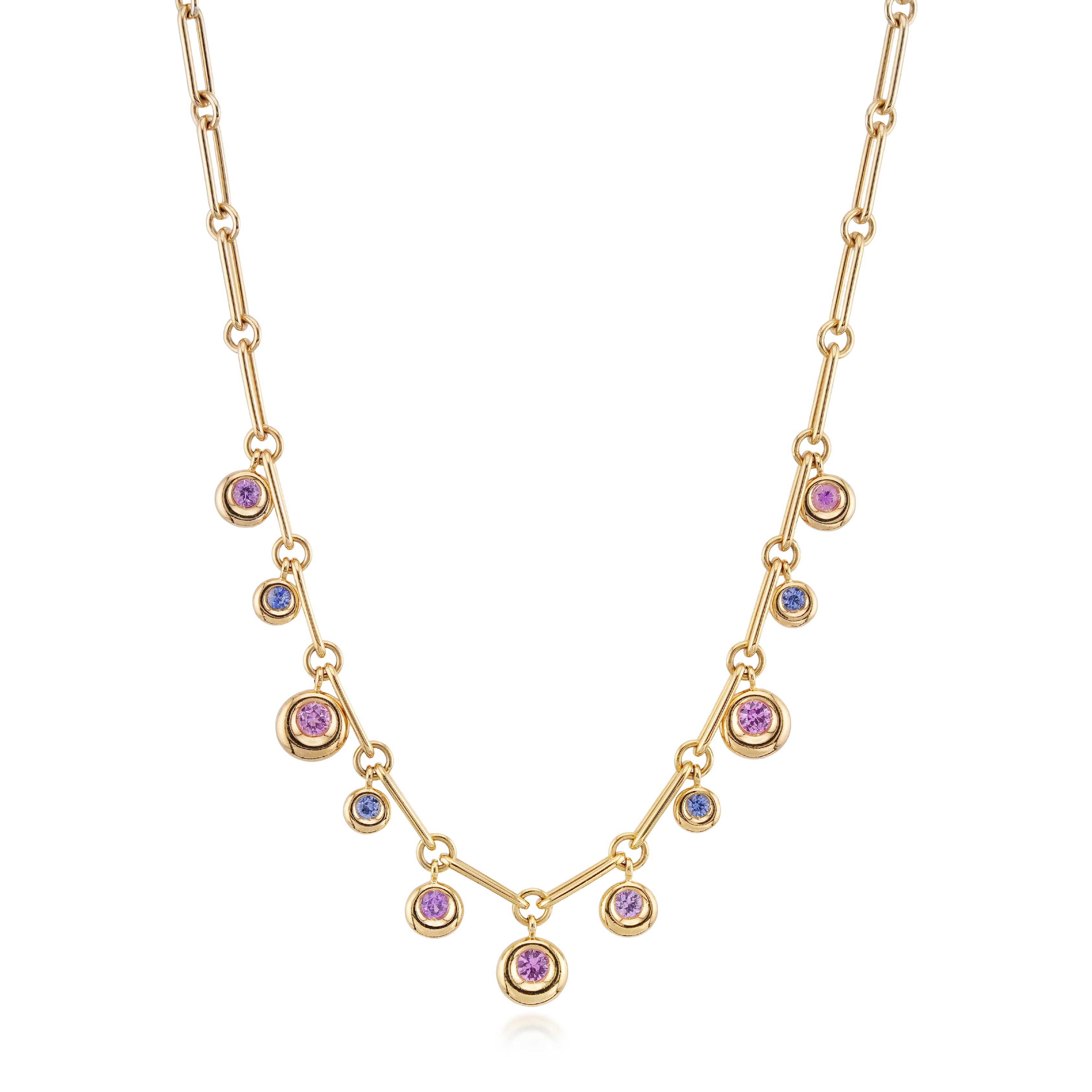 Chaumet 18kt Yellow Gold and Sapphire Paper Link Necklace