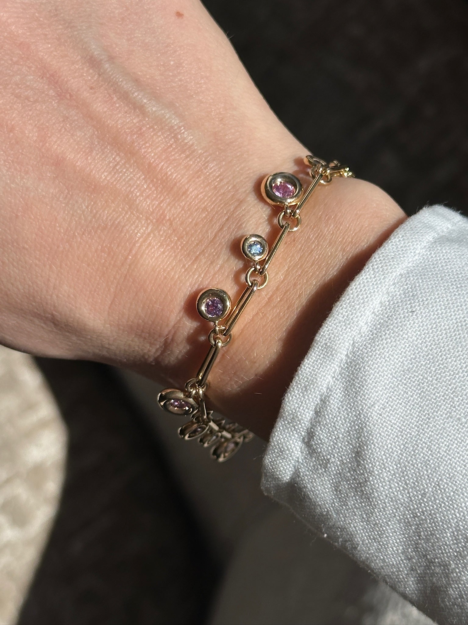 Chaumet 18kt Yellow Gold and Sapphire Paper Link Bracelet