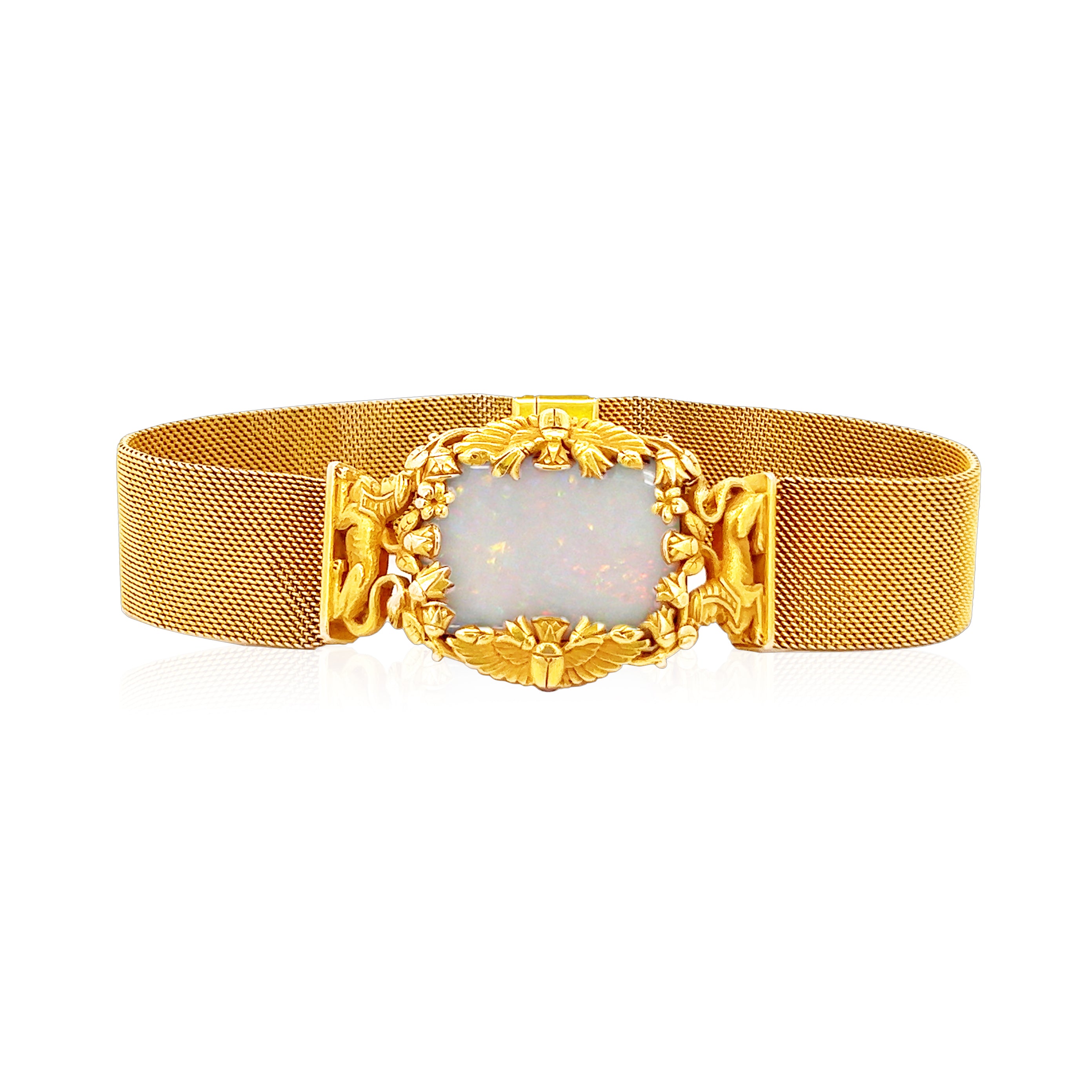 Egyptian Revival 18kt Yellow Gold and Opal Bracelet by Jaques & Marcus