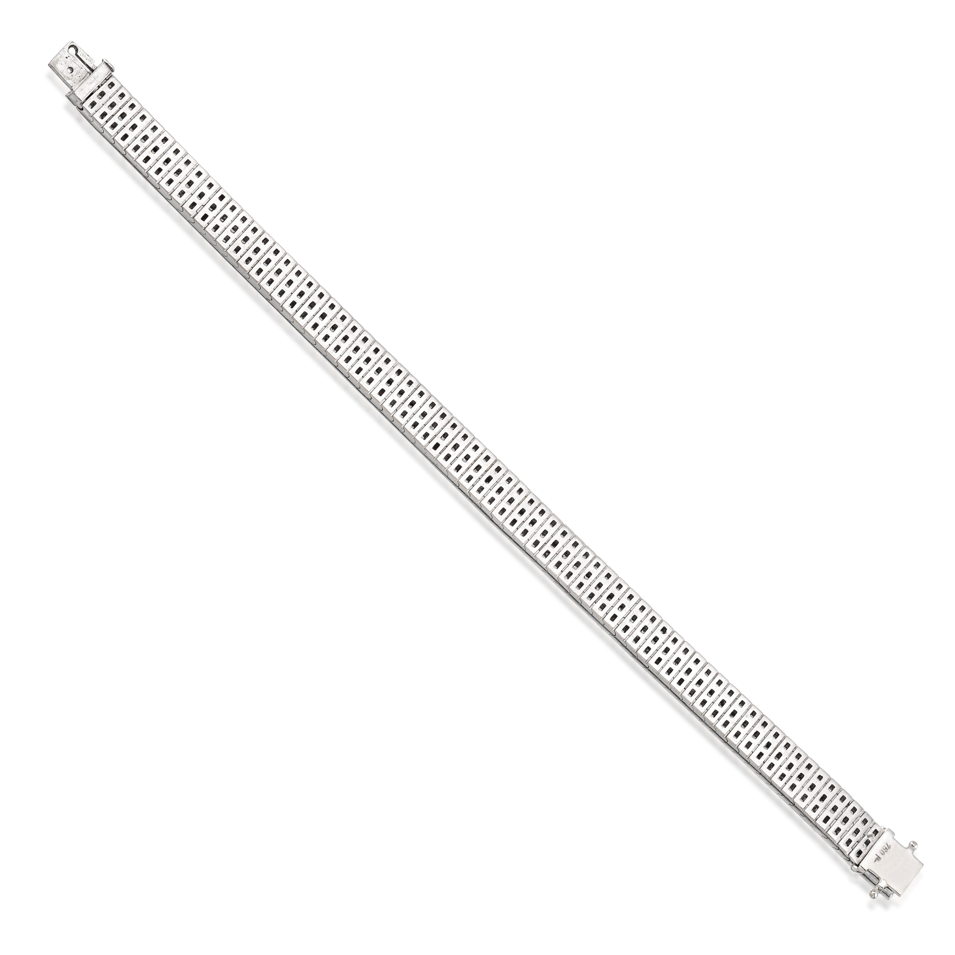 18kt White Gold Three Row Diamond Bracelet