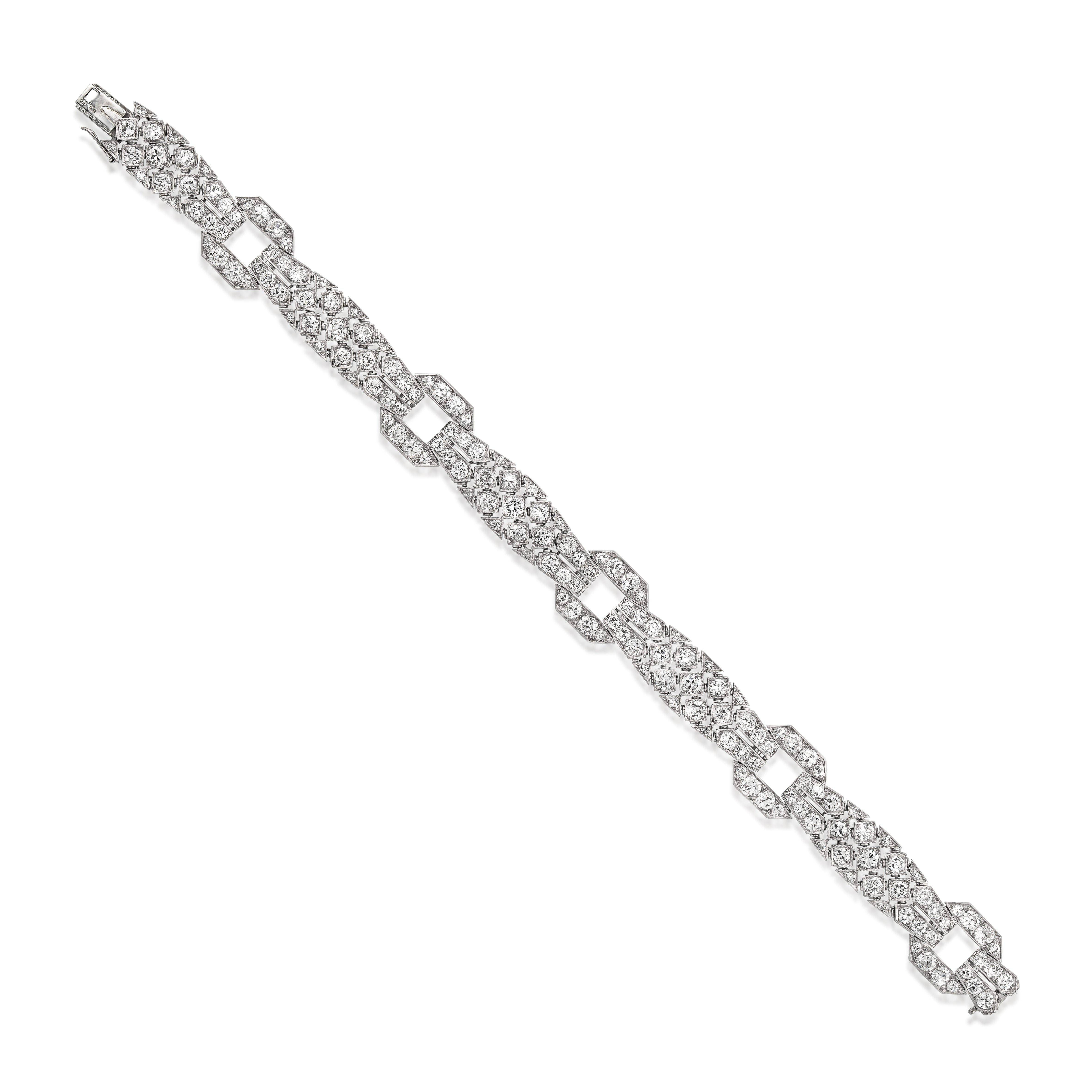 French Art Deco Janesich Platinum and Diamond Bracelet