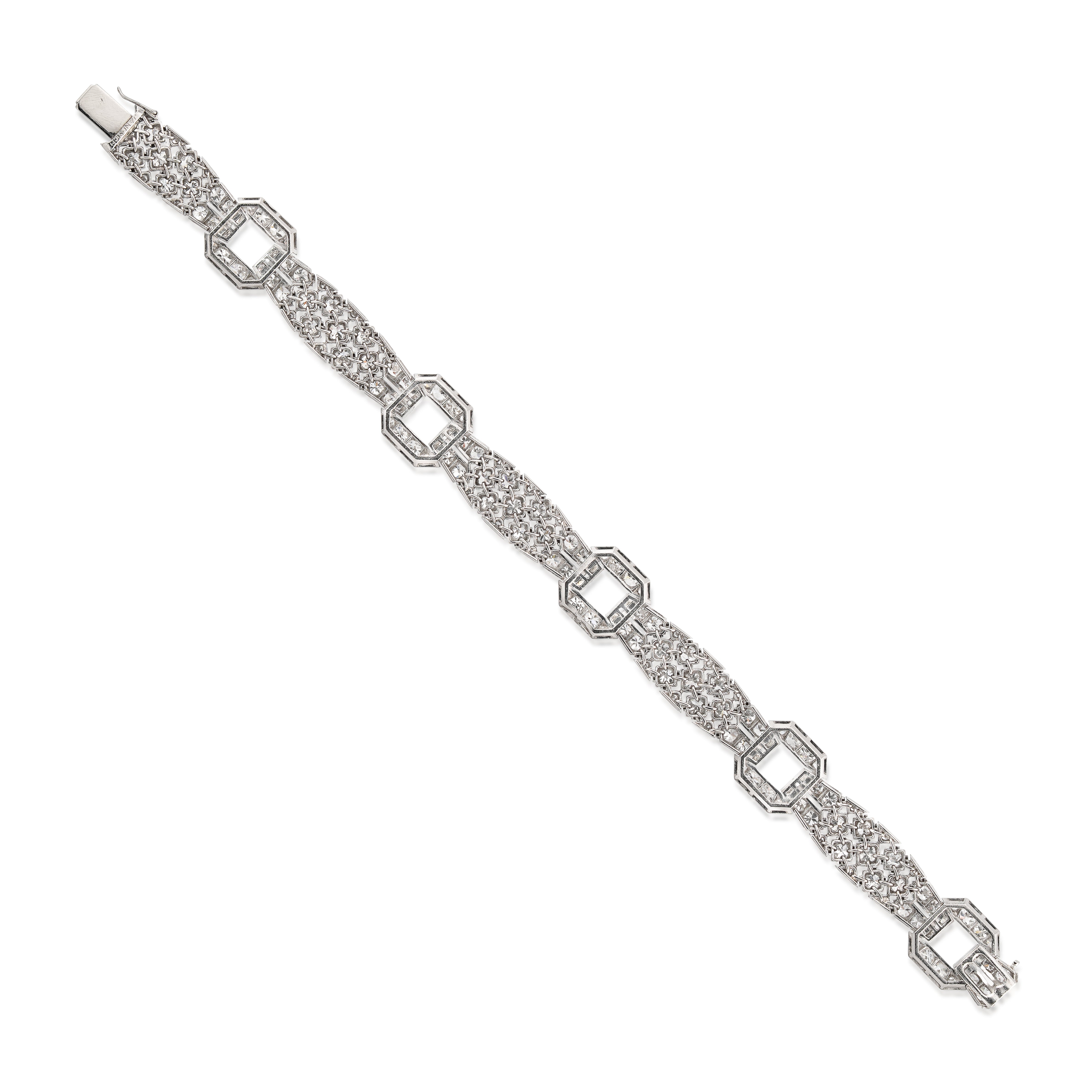 French Art Deco Janesich Platinum and Diamond Bracelet