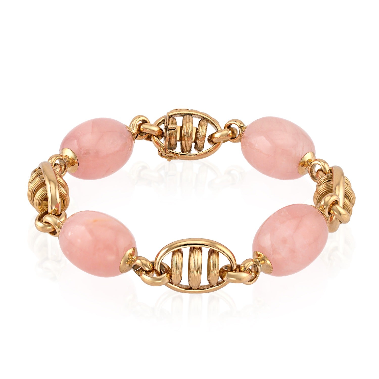 18kt Yellow Gold Rose Quartz Large Link Bracelet