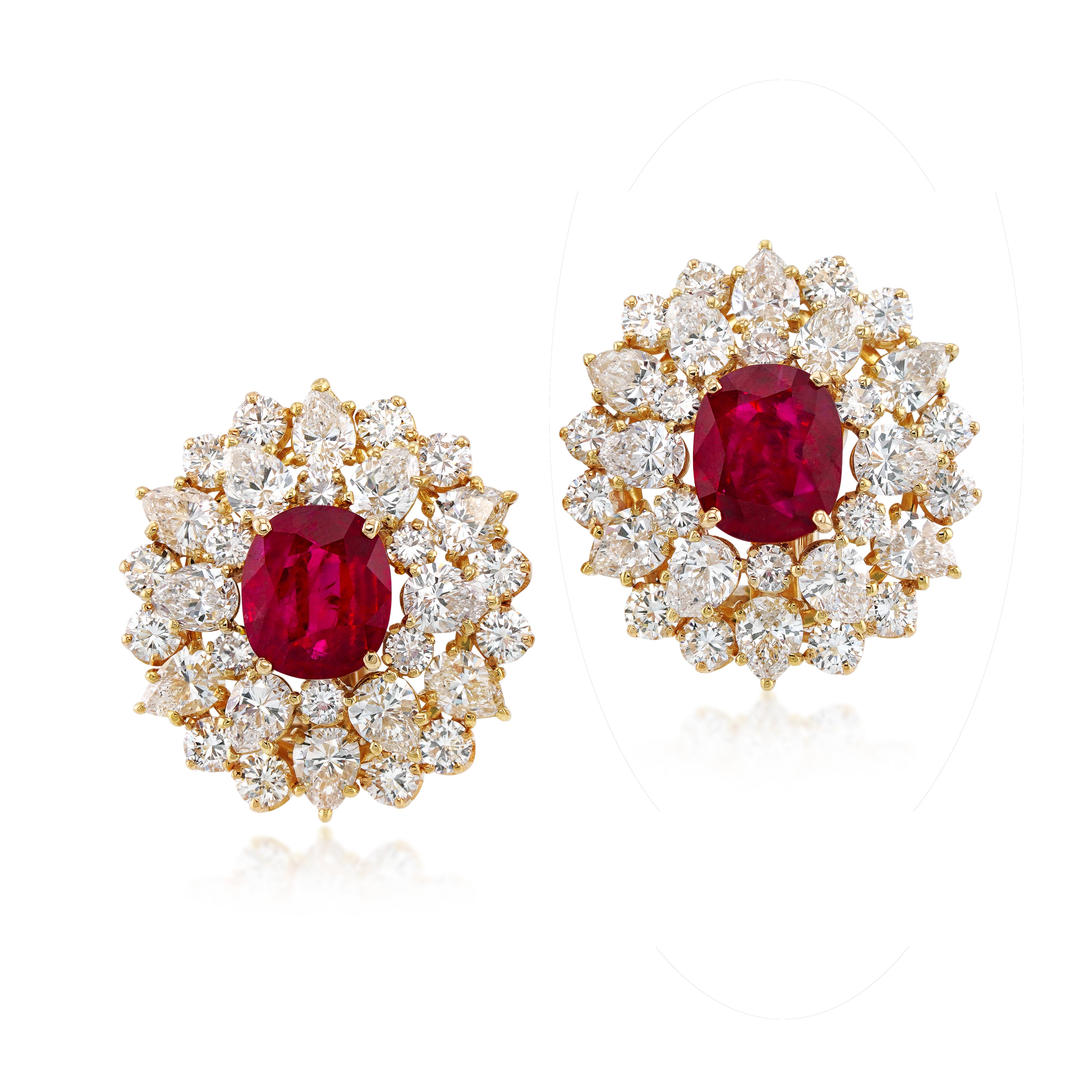 18kt Yellow Gold Ruby and Diamond Earrings