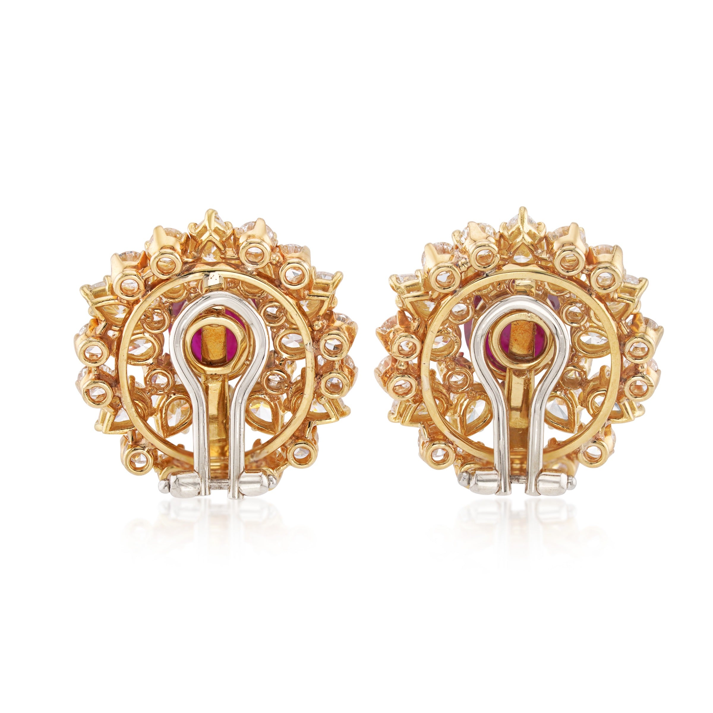 18kt Yellow Gold Ruby and Diamond Earrings