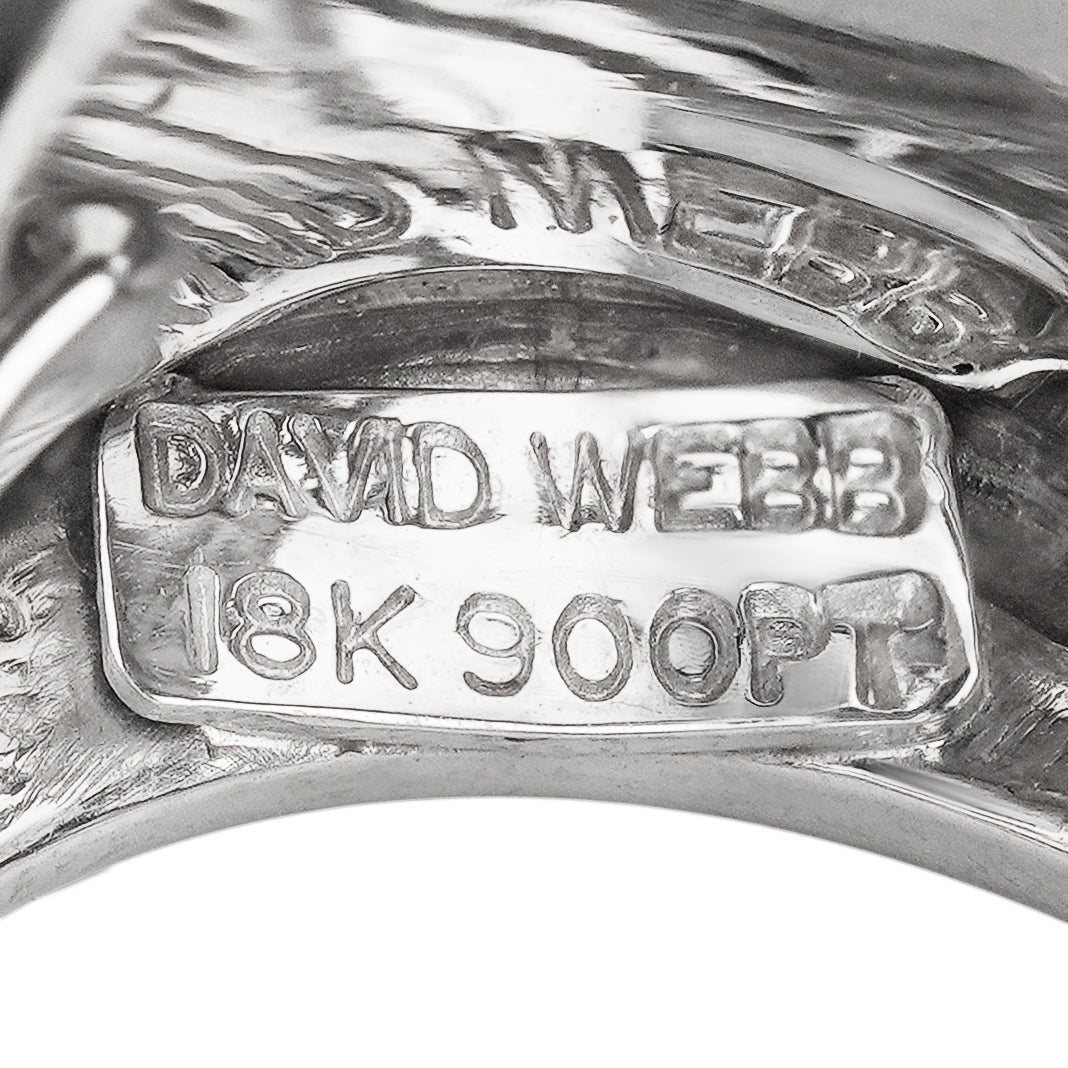 David Webb 18kt White Gold, Platinum, Rock Crystal, and Diamond Dome Ring
