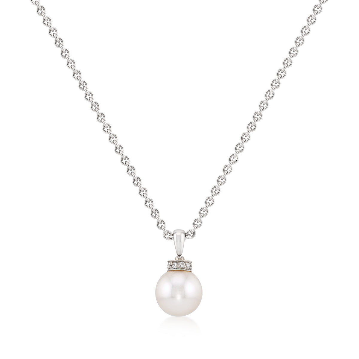 Bulgari pendant necklace with pearl on white background